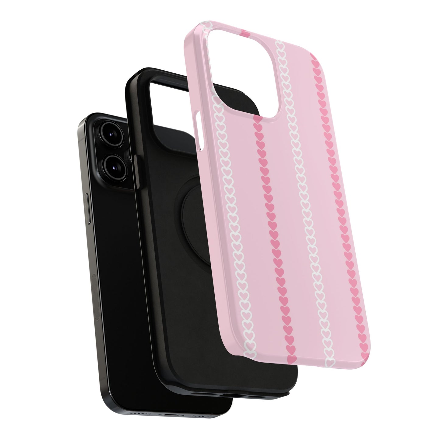Pink Heart Stripe Impact-Resistant Phone Case