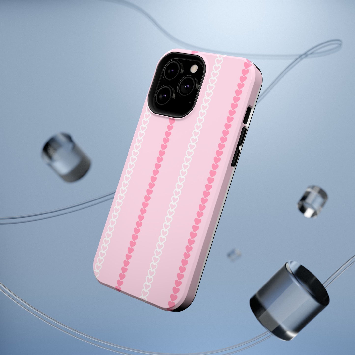 Pink Heart Stripe Impact-Resistant Phone Case