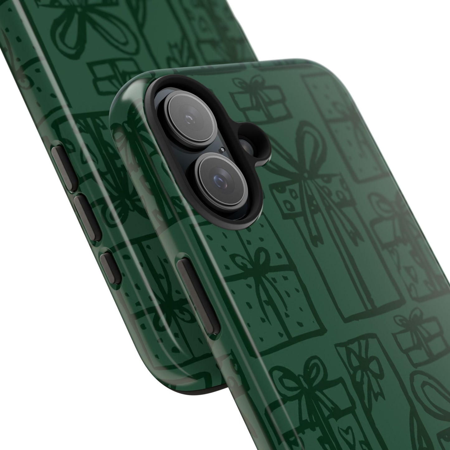 Holiday Gift Pattern Tough Phone Case — Dark Green Present Illustrations