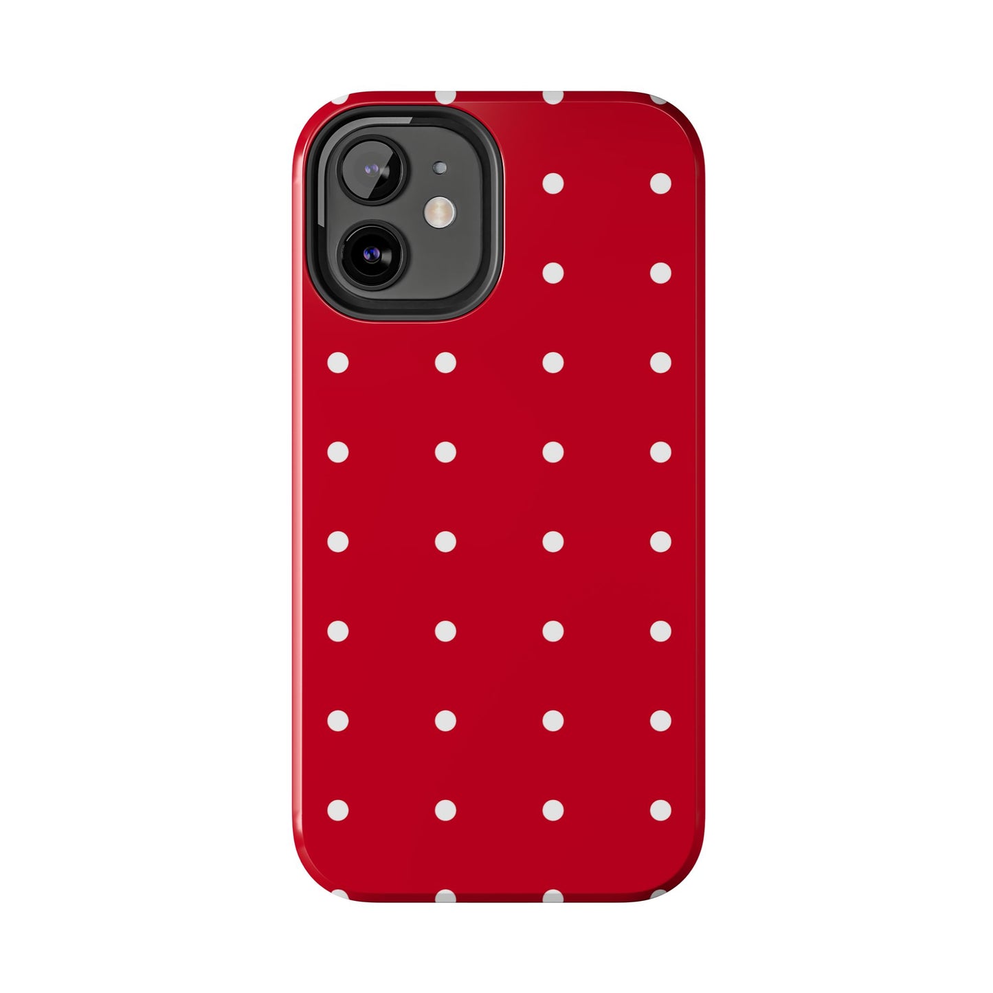 Red Polka Dot Tough Phone Case — Durable Glossy Protective Phone Cover