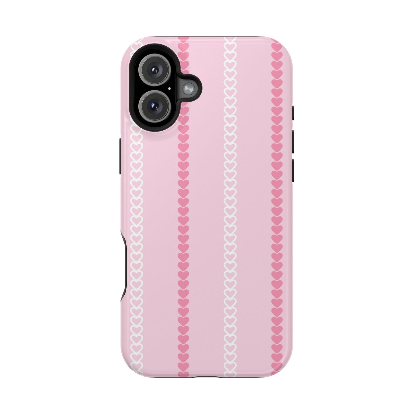 Pink Heart Stripe Impact-Resistant Phone Case