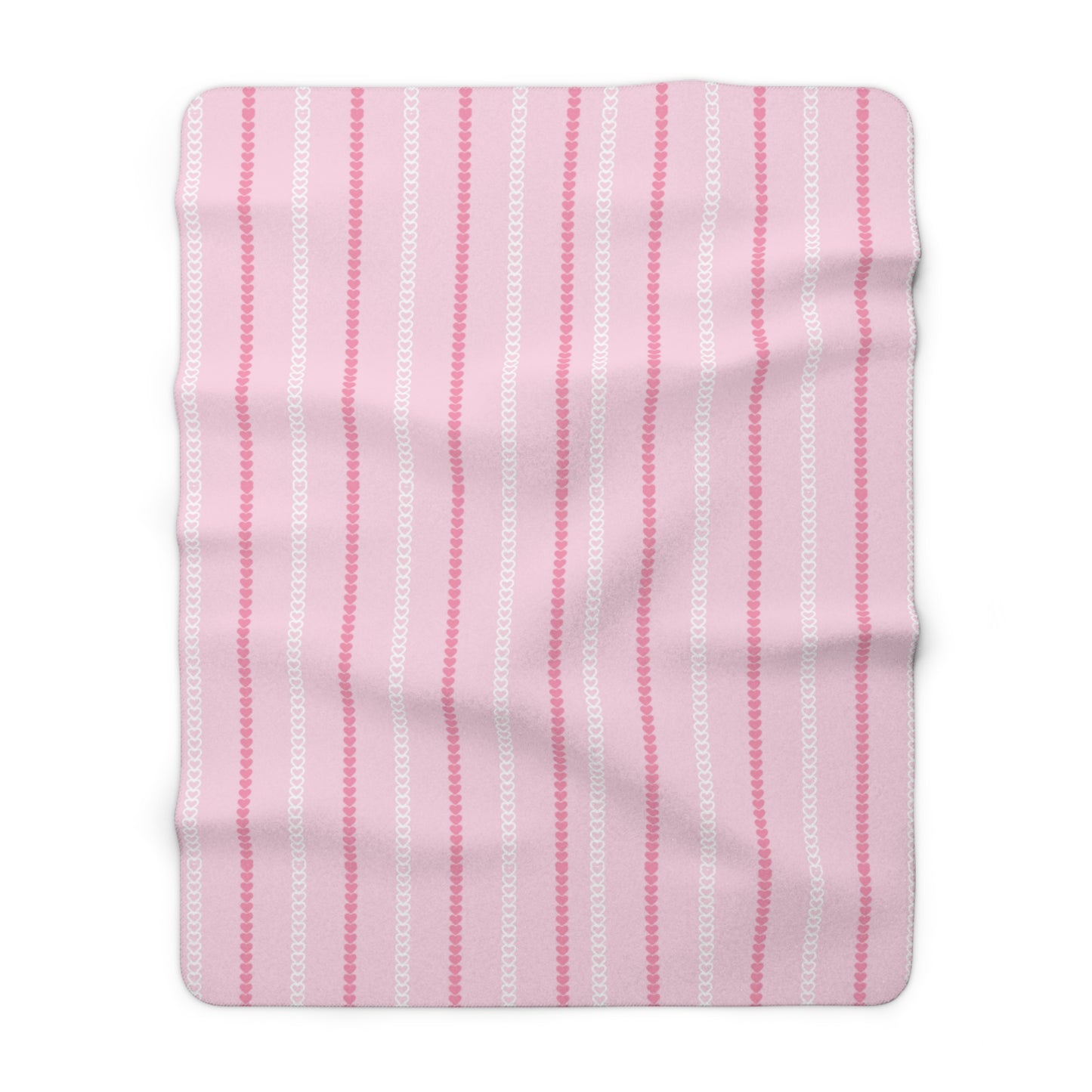 Pink Heart Stripe Sherpa Blanket