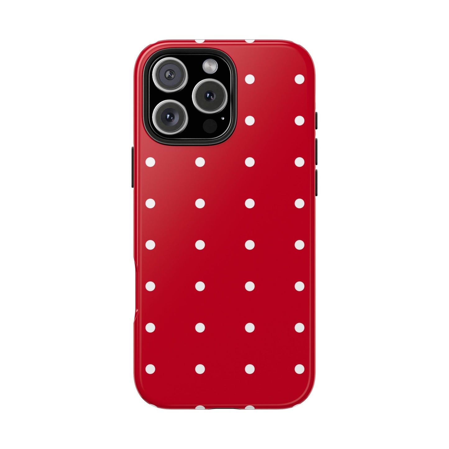 Red Polka Dot Tough Phone Case — Durable Glossy Protective Phone Cover