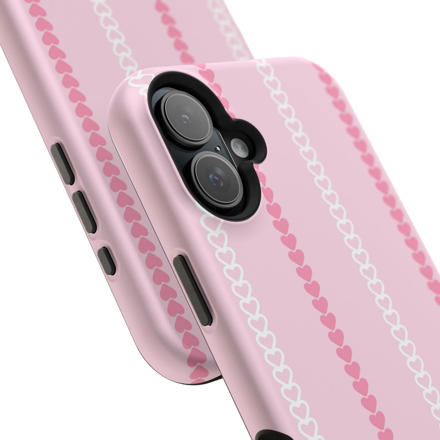 Pink Heart Stripe Impact-Resistant Phone Case