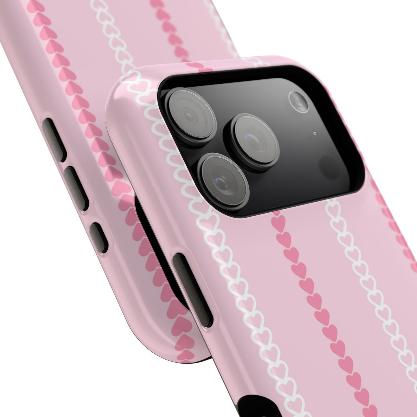 Pink Heart Stripe Impact-Resistant Phone Case