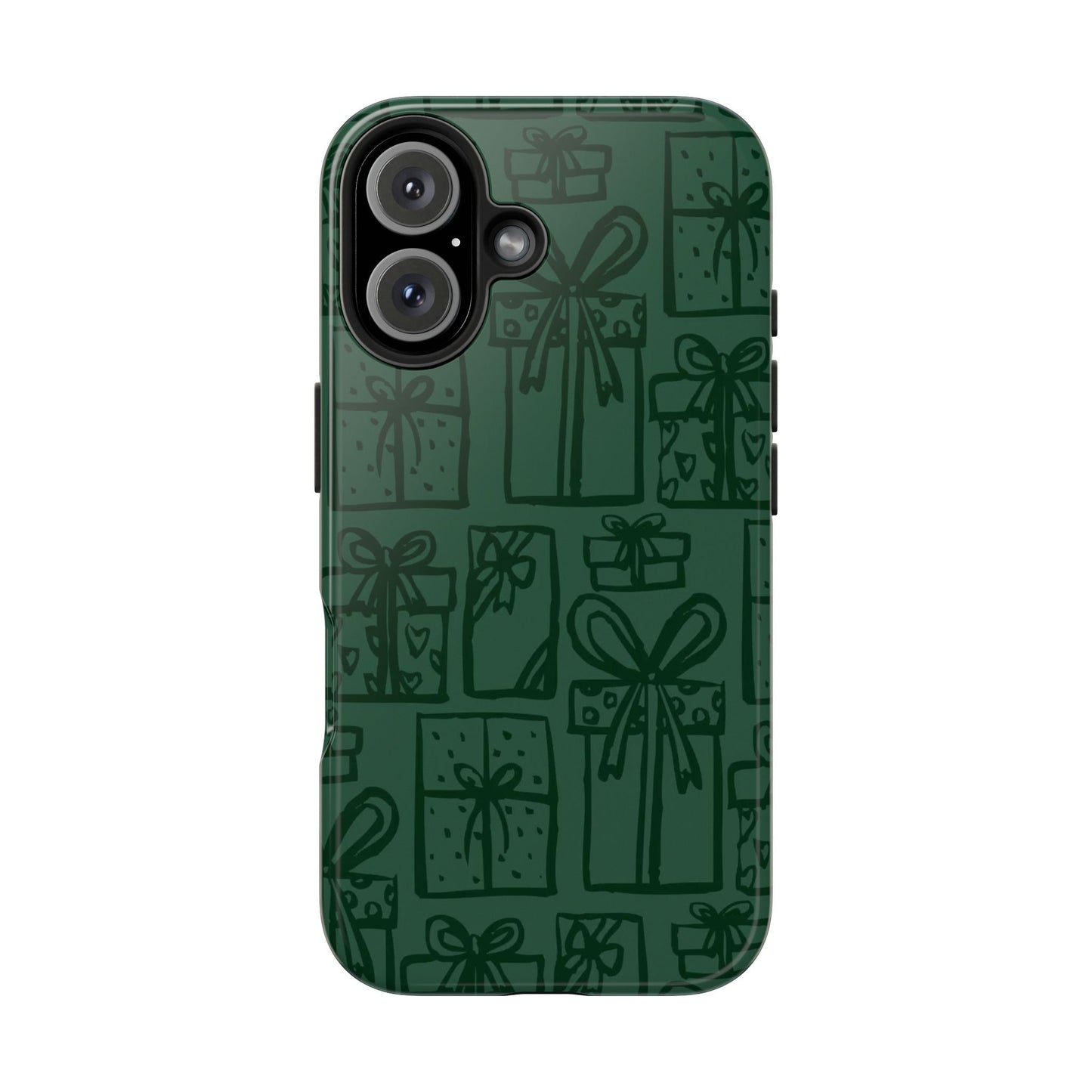Holiday Gift Pattern Tough Phone Case — Dark Green Present Illustrations