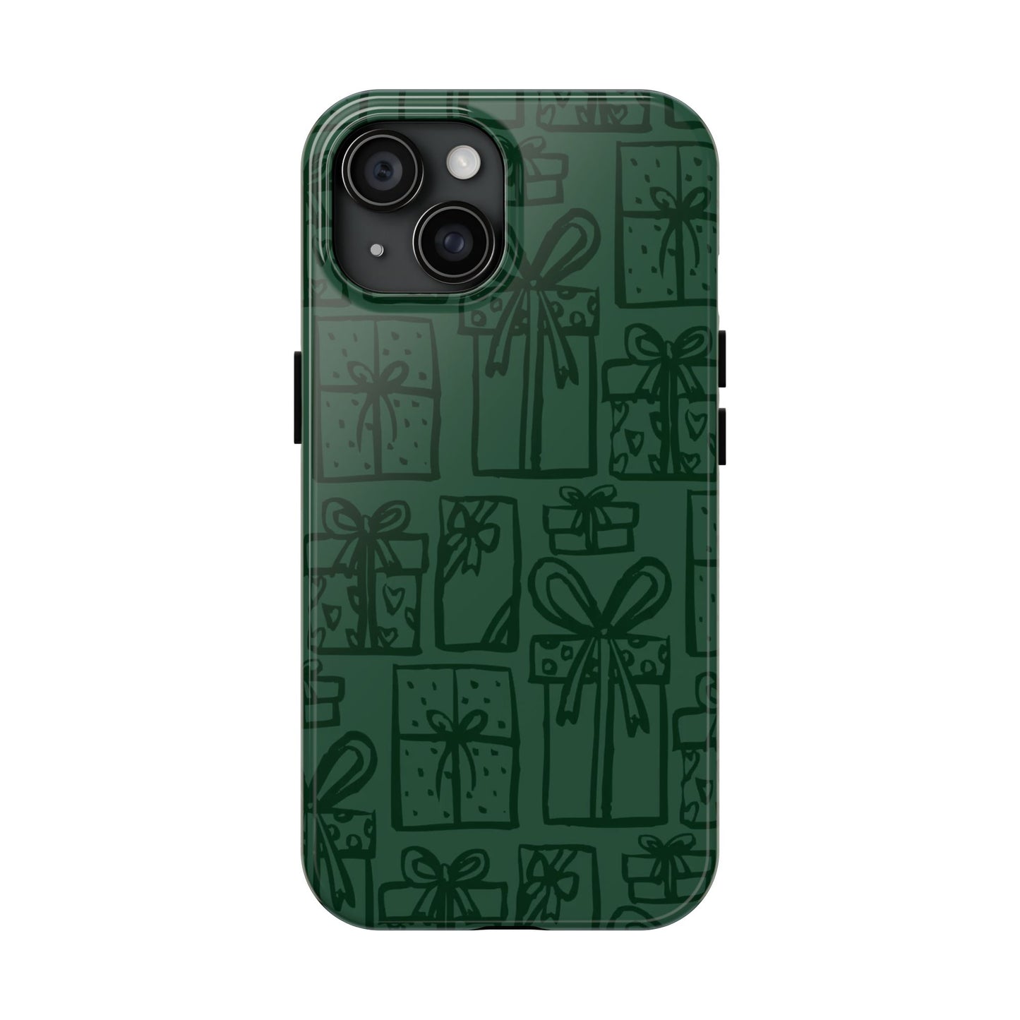 Holiday Gift Pattern Tough Phone Case — Dark Green Present Illustrations