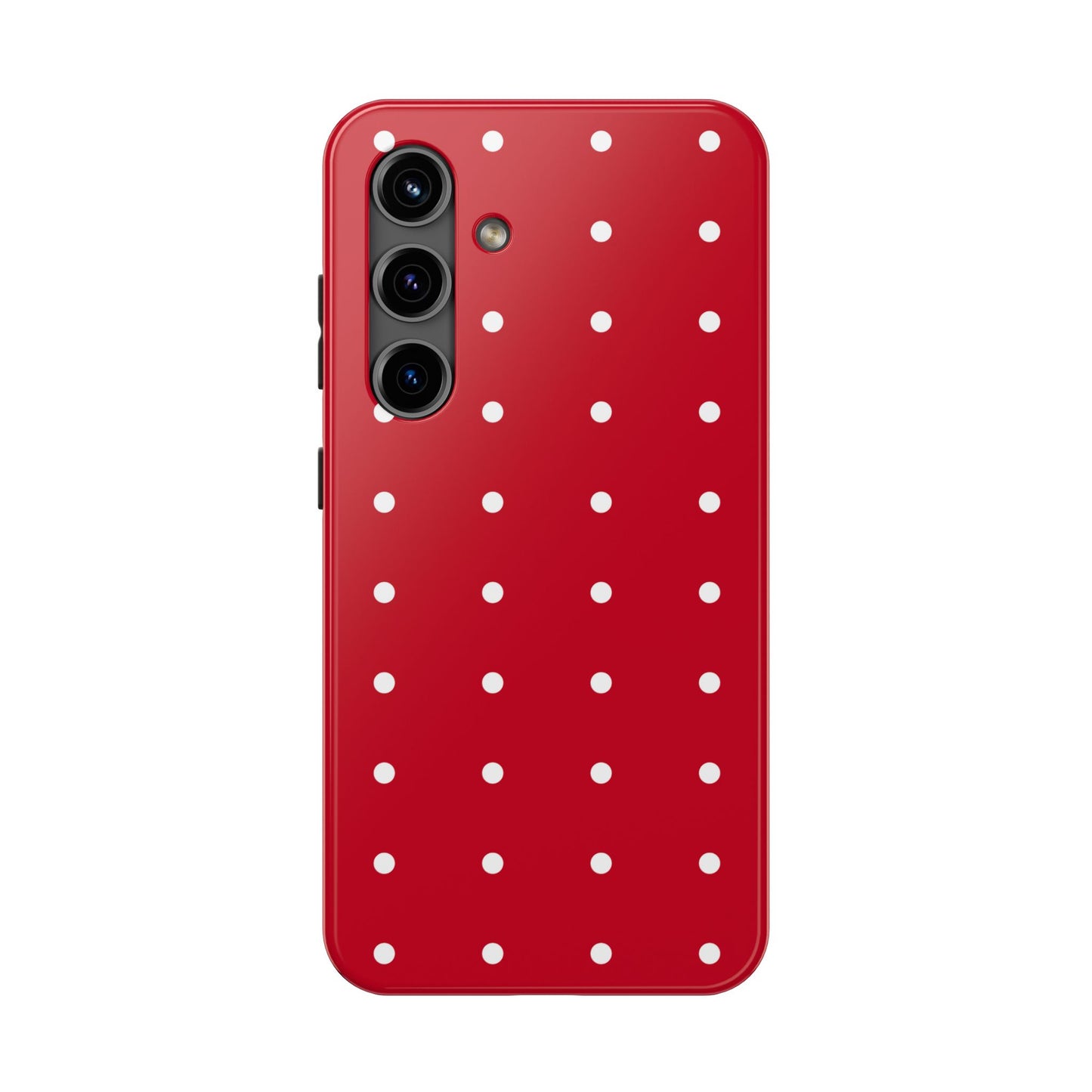Red Polka Dot Tough Phone Case — Durable Glossy Protective Phone Cover