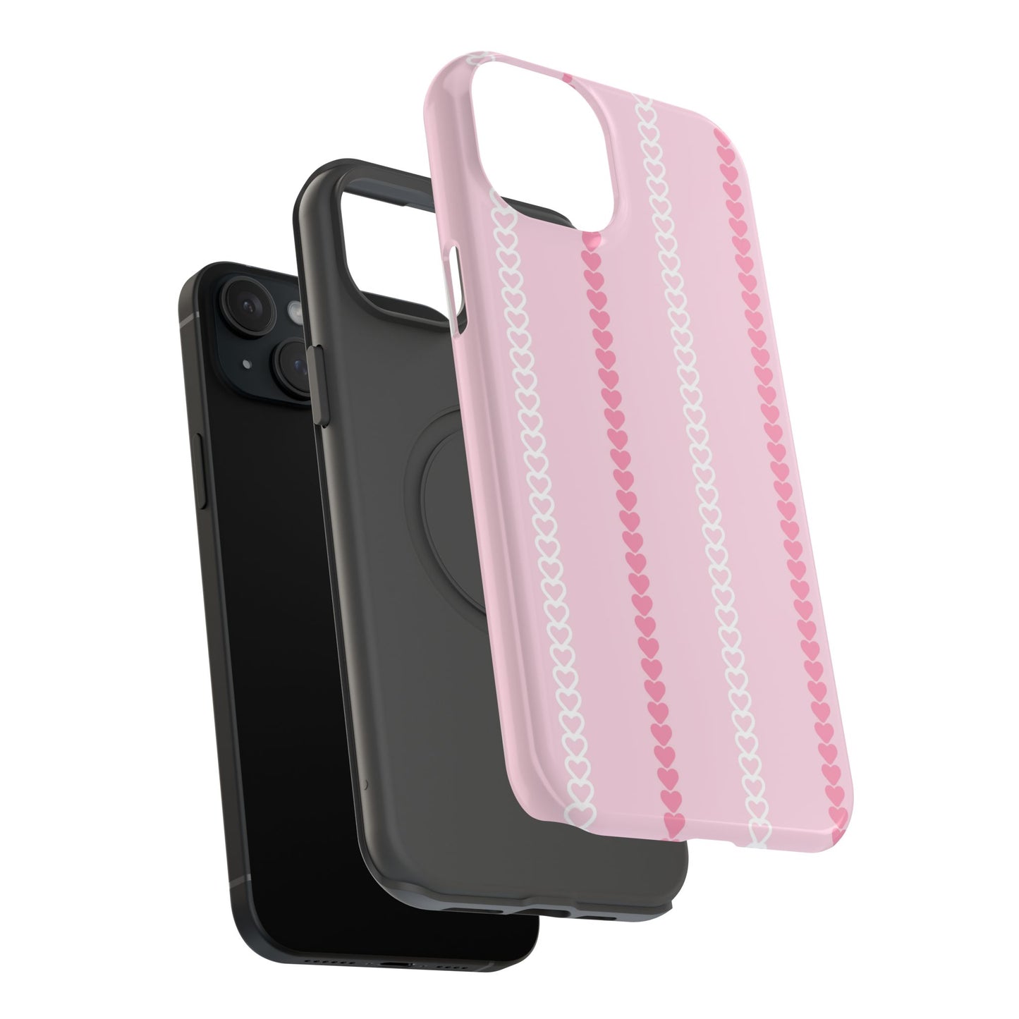 Pink Heart Stripe Impact-Resistant Phone Case