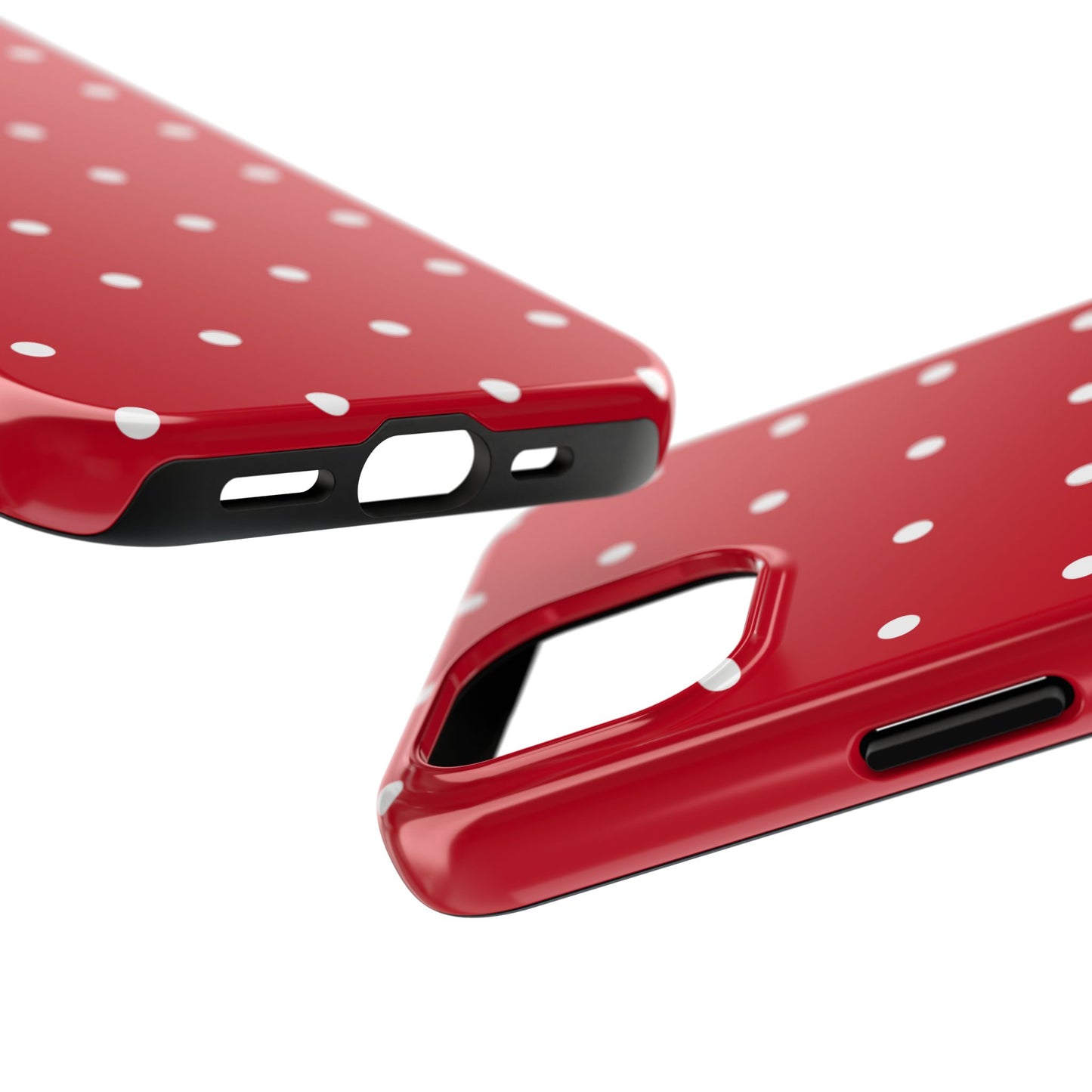 Red Polka Dot Tough Phone Case — Durable Glossy Protective Phone Cover