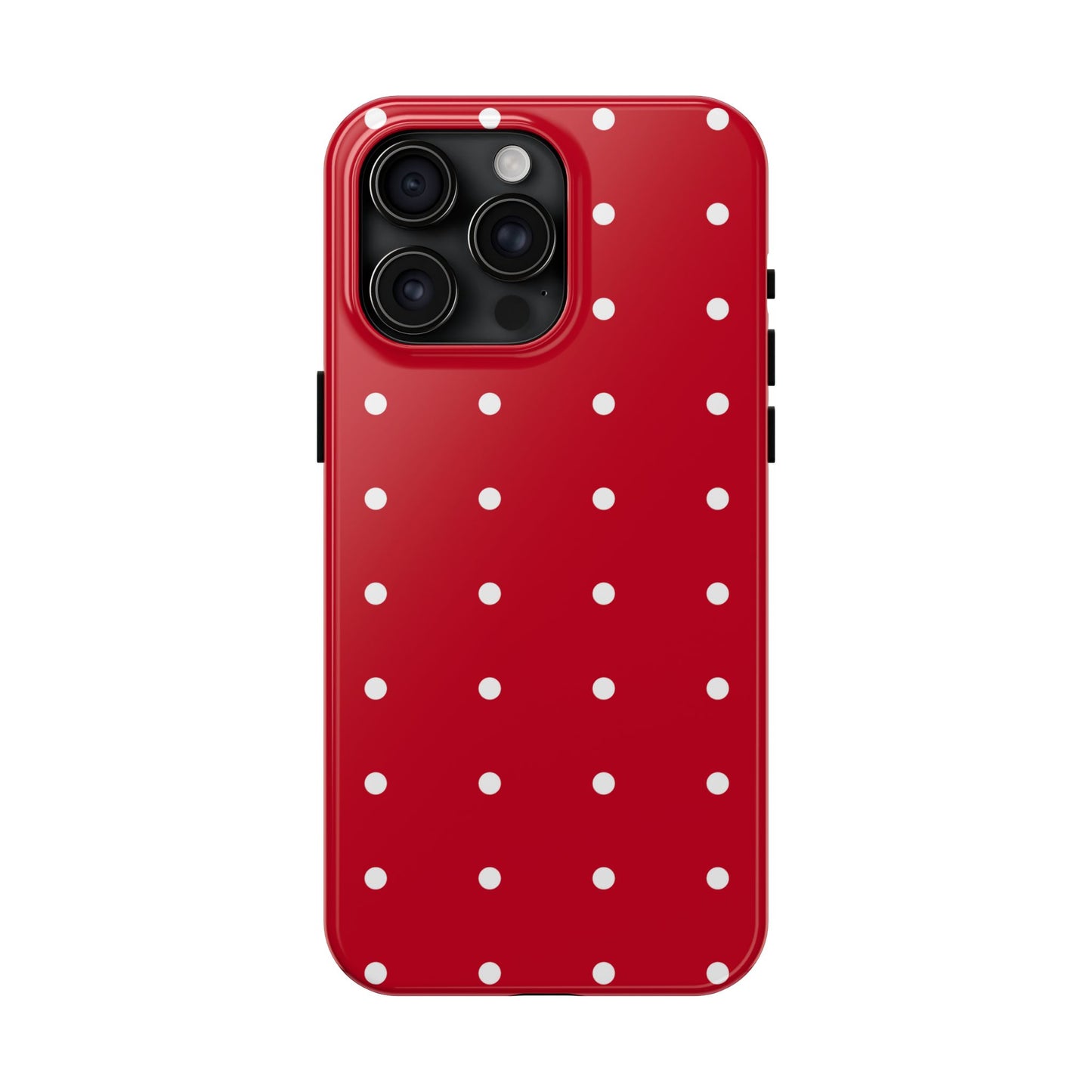 Red Polka Dot Tough Phone Case — Durable Glossy Protective Phone Cover