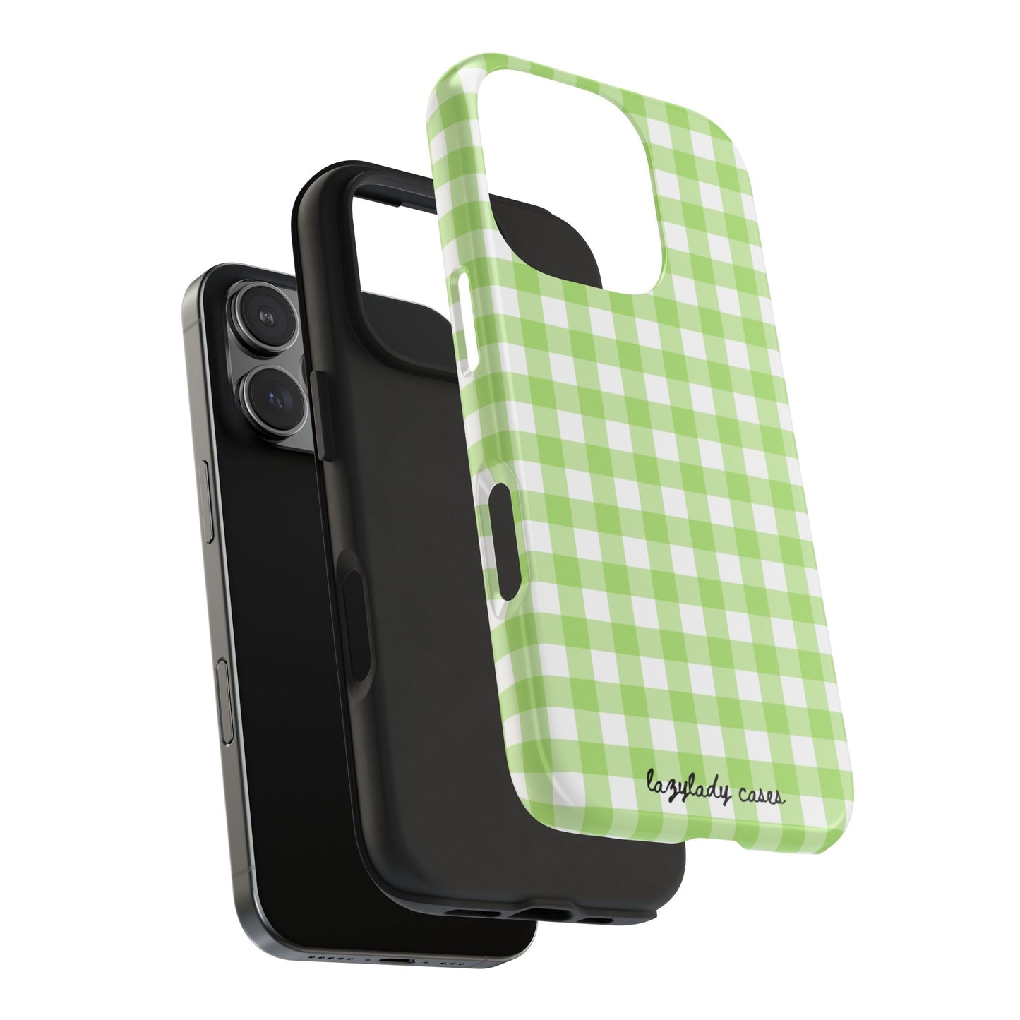 Green Gingham Tough Phone Case – Durable Protection with Stylish Checkered Design