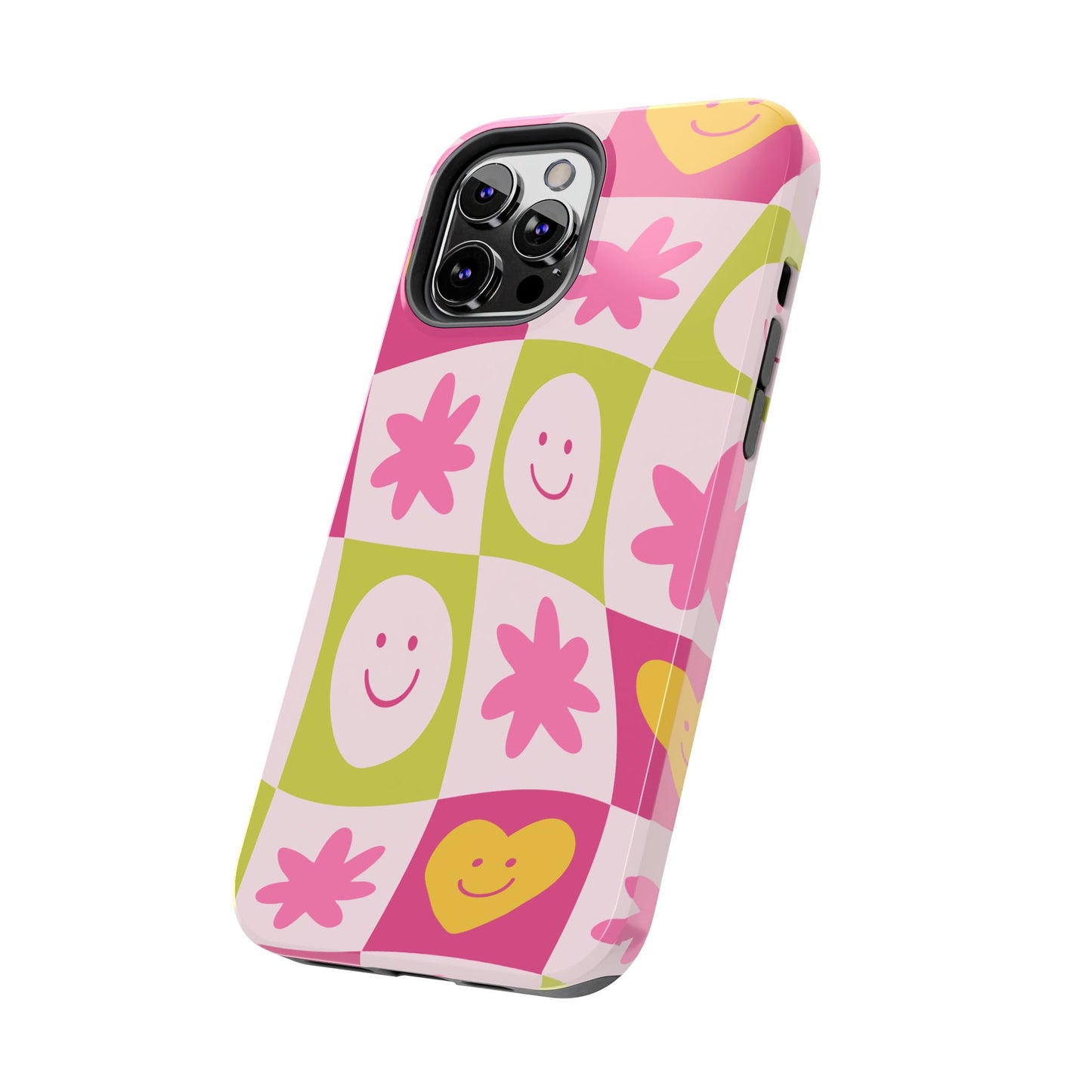 Colorful Smiley Pattern Tough Phone Cases, Playful Phone Covers, Fun Gifts for Friends, Cute Accessories, Vibrant and Durable