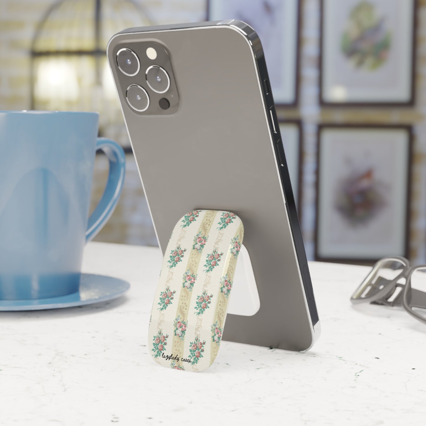 Floral Phone Grip Stand - Vintage Style