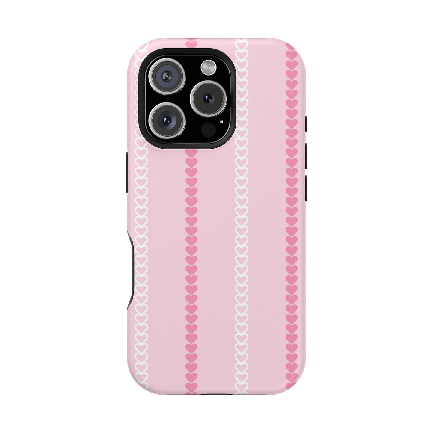 Pink Heart Stripe Impact-Resistant Phone Case