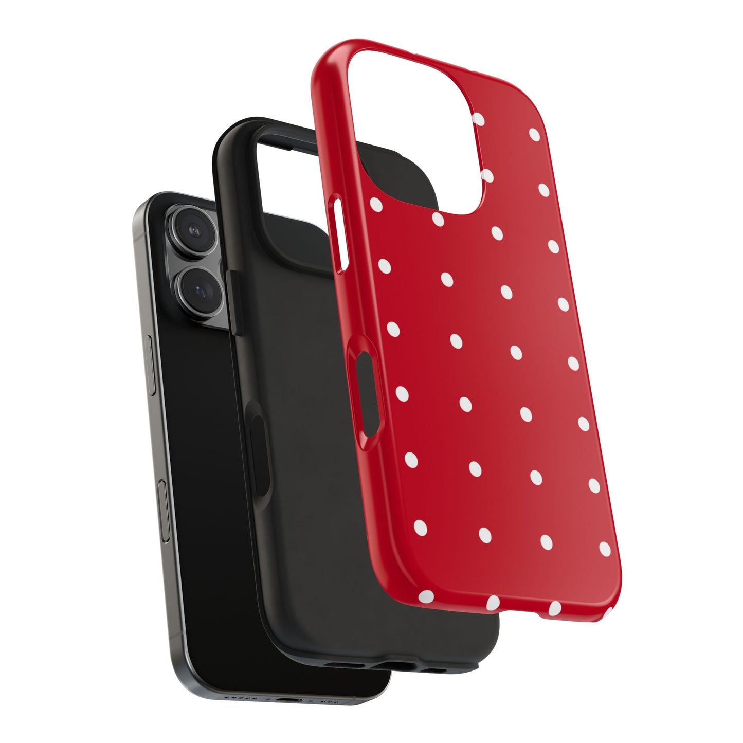 Red Polka Dot Tough Phone Case — Durable Glossy Protective Phone Cover