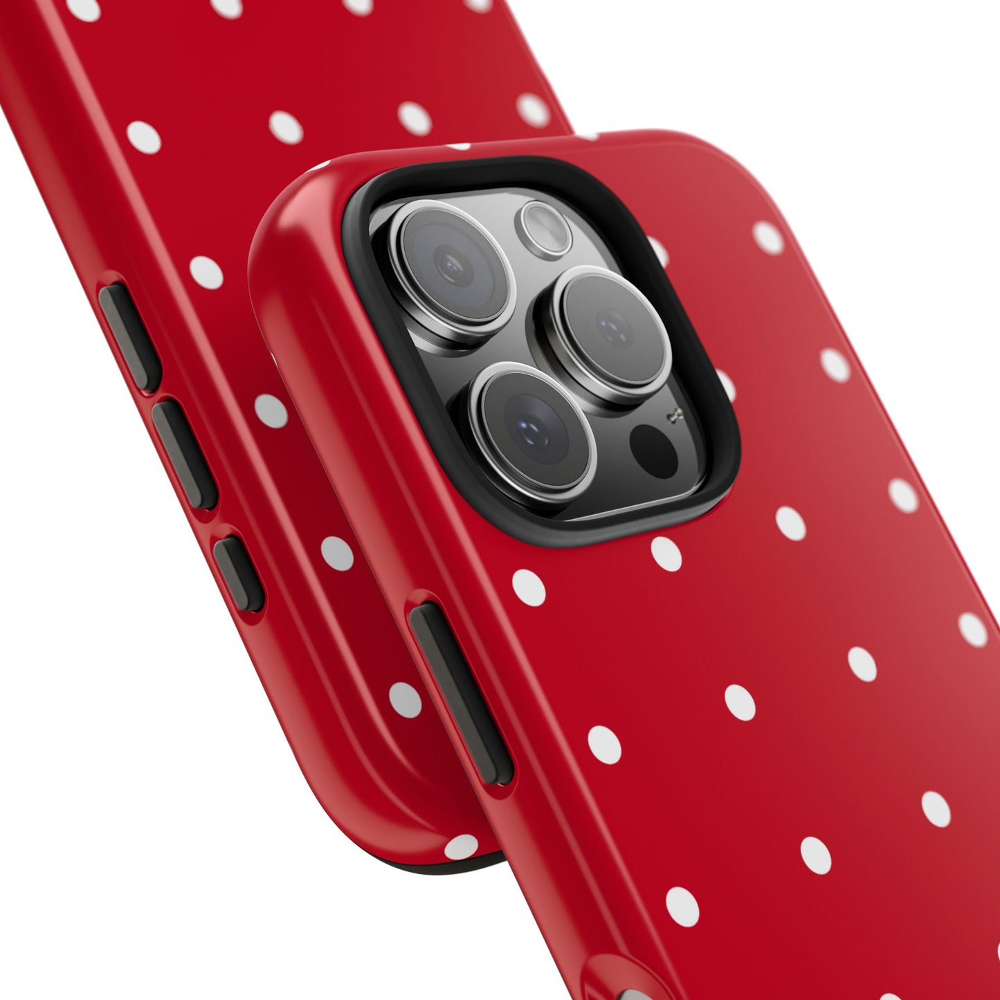 Red Polka Dot Tough Phone Case — Durable Glossy Protective Phone Cover