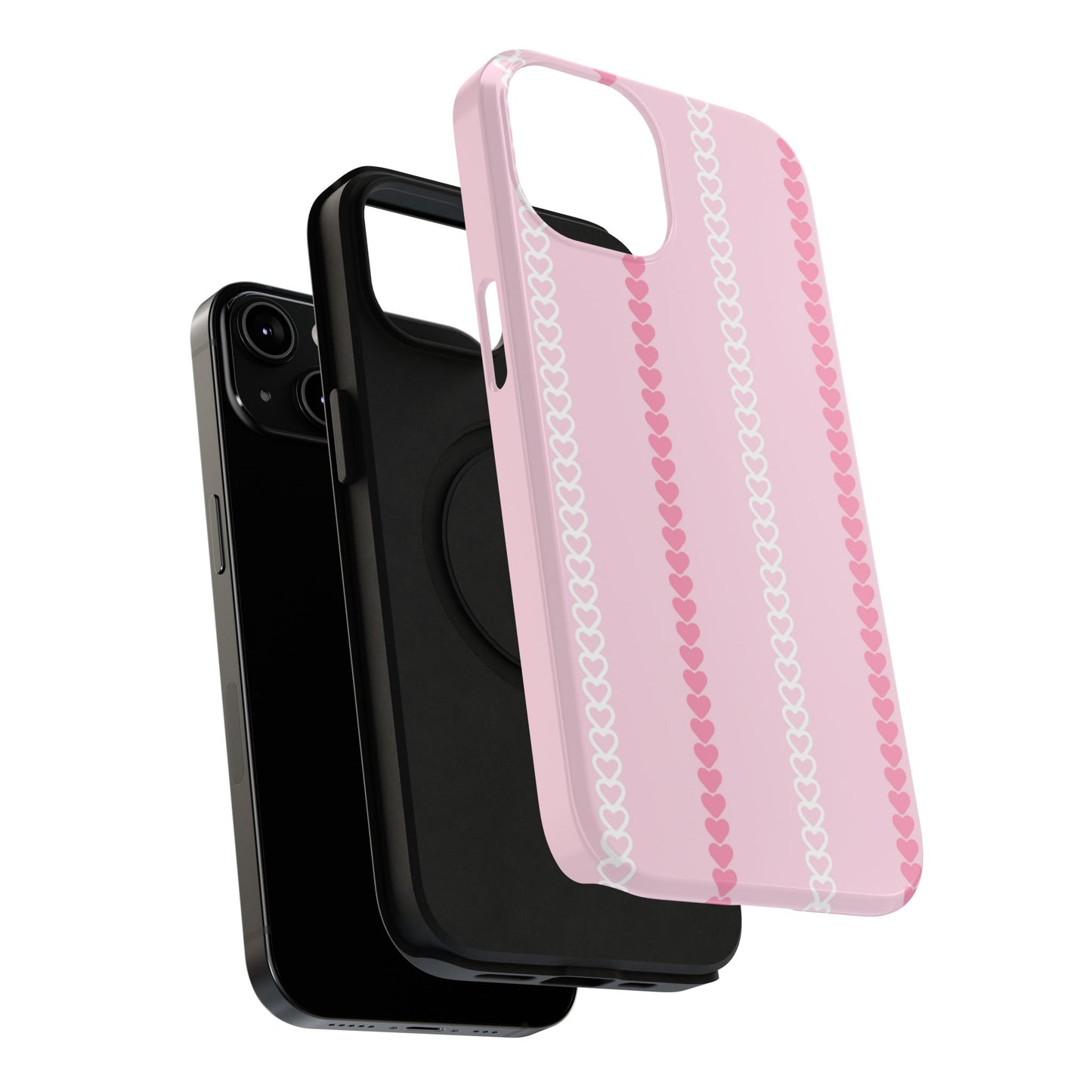 Pink Heart Stripe Impact-Resistant Phone Case