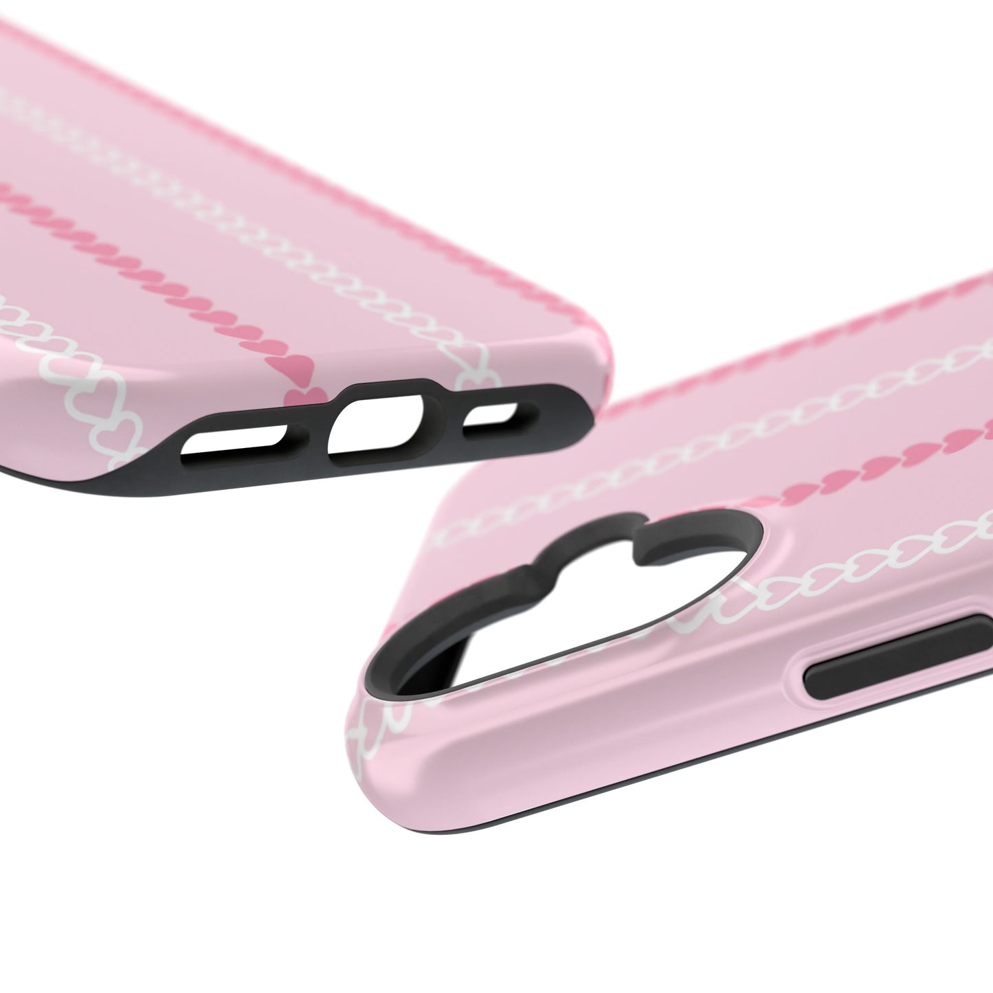Pink Heart Stripe Impact-Resistant Phone Case