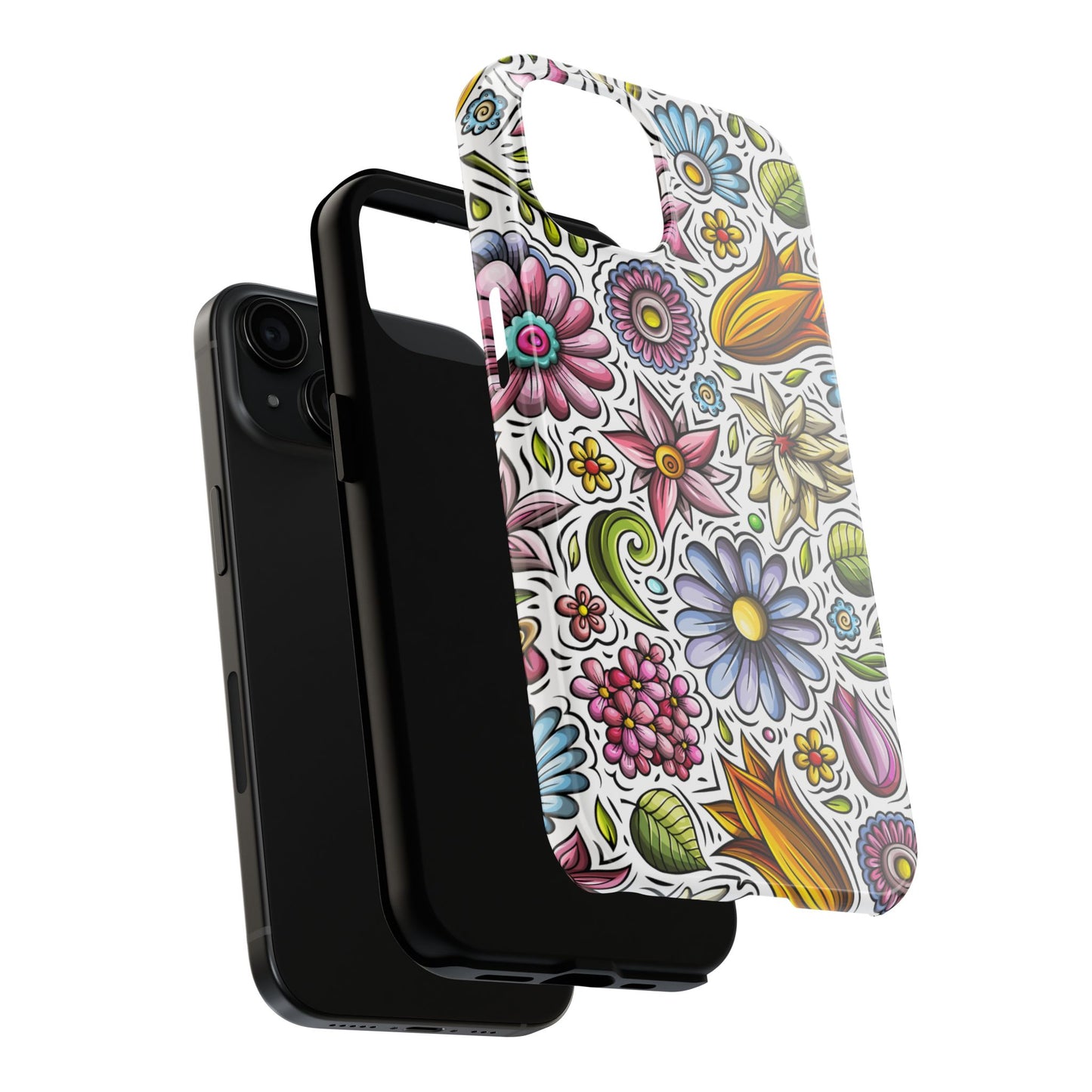 Floral Tough Phone Case | Cute Flower Design | Durable Protective Cover, Gift for Her, Phone Accessory, Floral Art Case