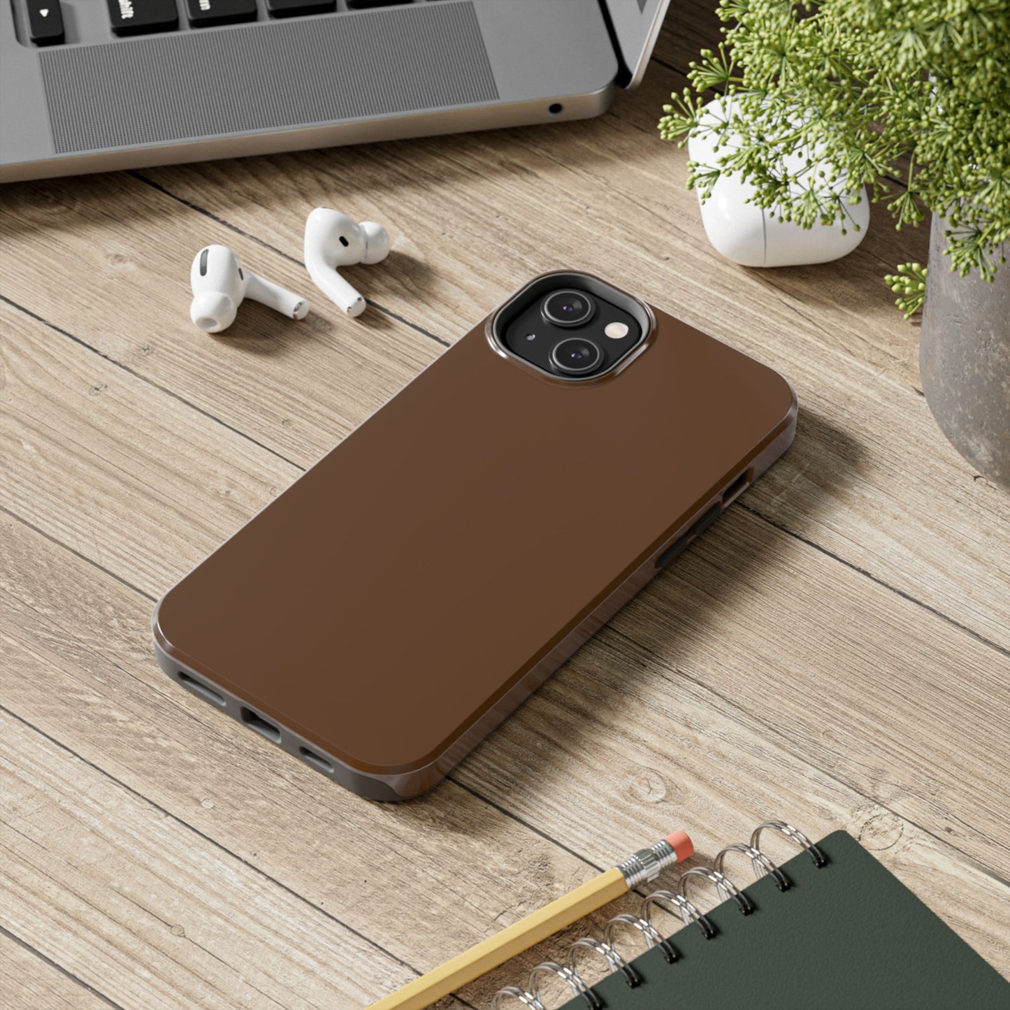 Brown Tough Phone Case — Rugged Shockproof iPhone Cover