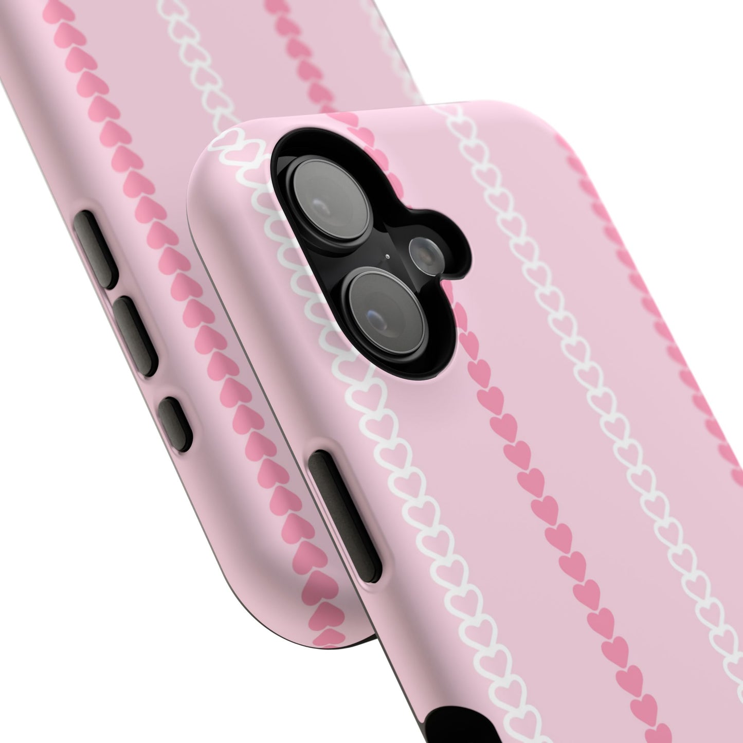 Pink Heart Stripe Impact-Resistant Phone Case