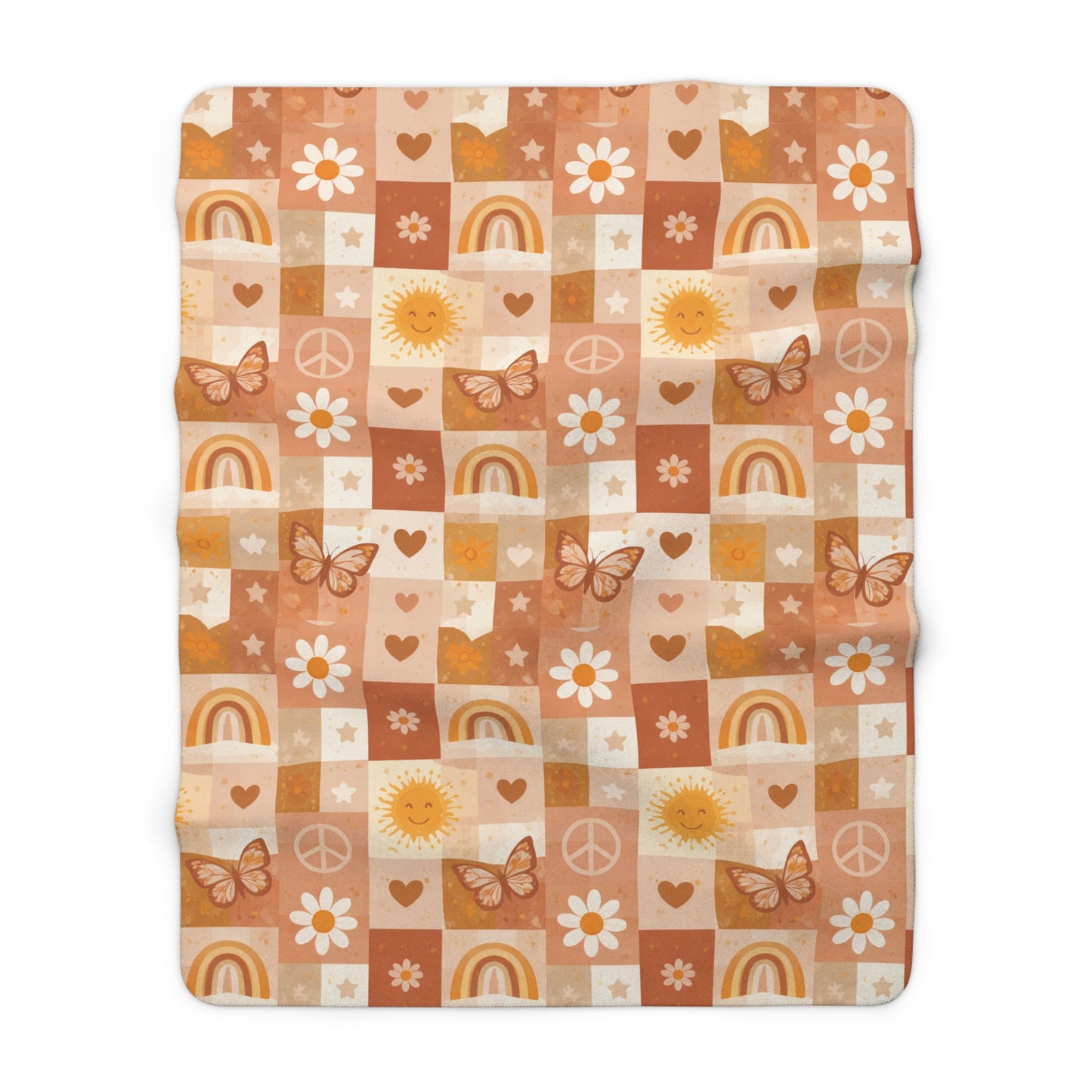 Retro Floral & Butterfly Sherpa Blanket