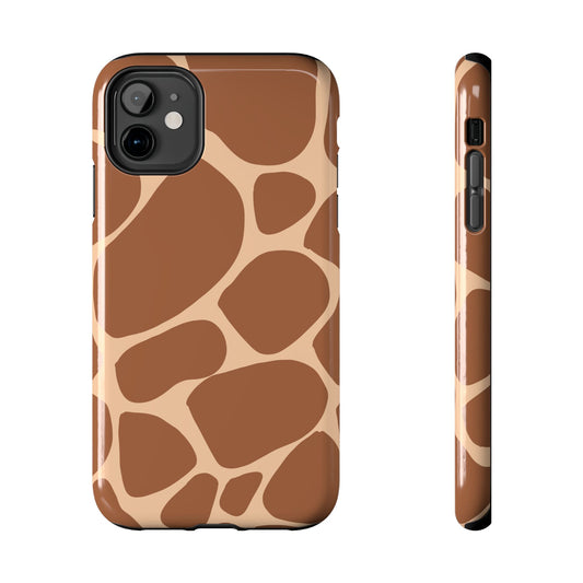 Giraffe Print Tough Phone Case — Durable Brown Animal Pattern Cover