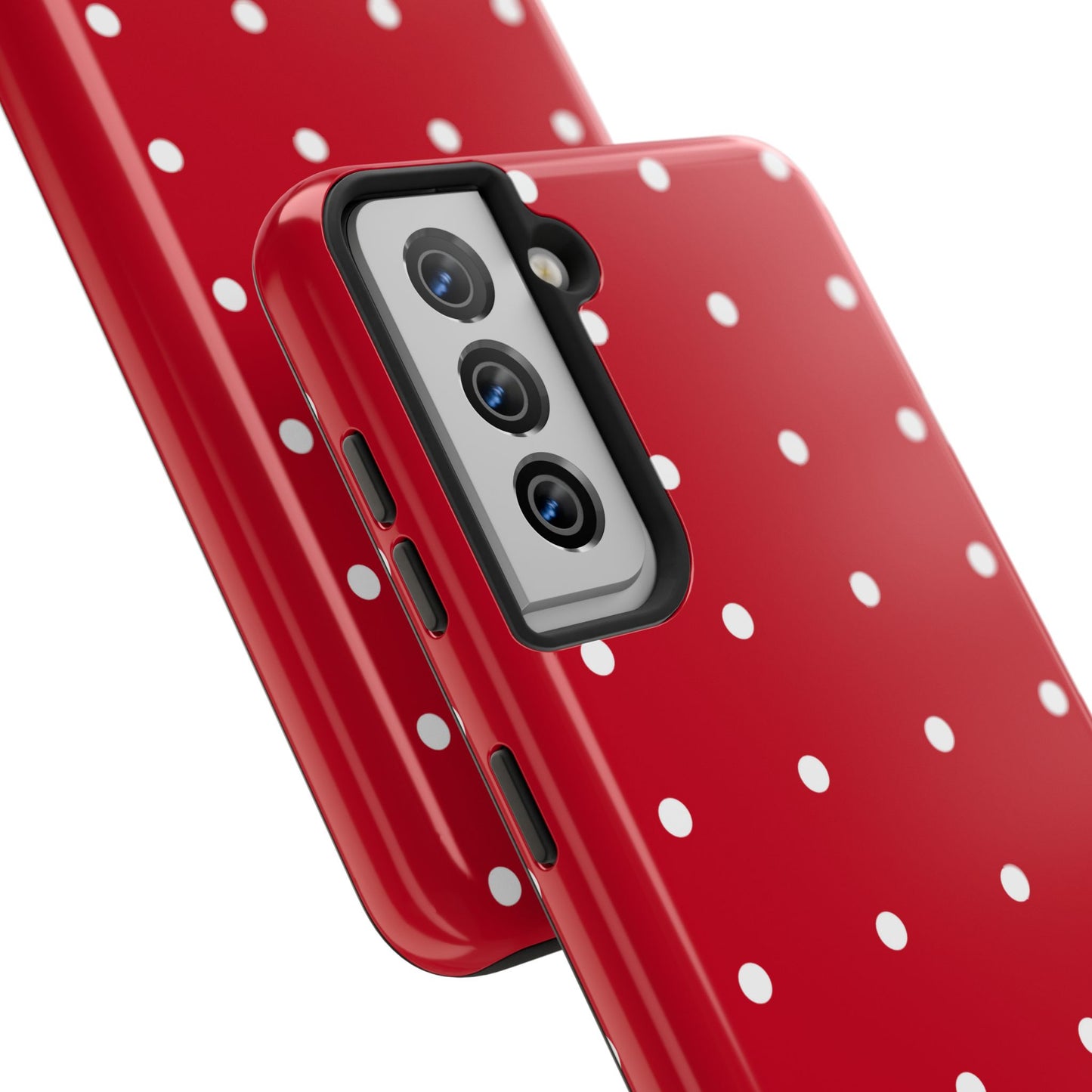 Red Polka Dot Tough Phone Case — Durable Glossy Protective Phone Cover