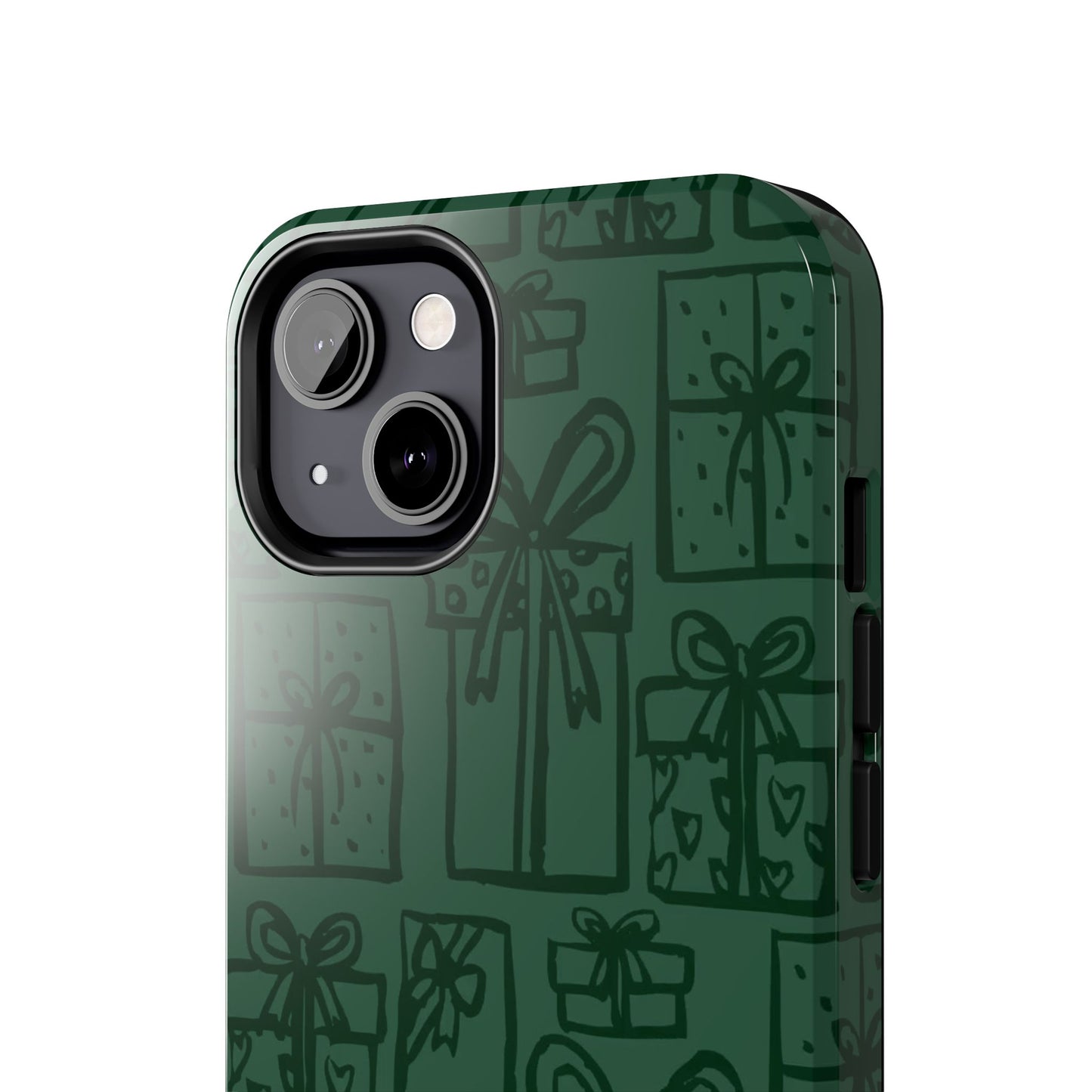 Holiday Gift Pattern Tough Phone Case — Dark Green Present Illustrations
