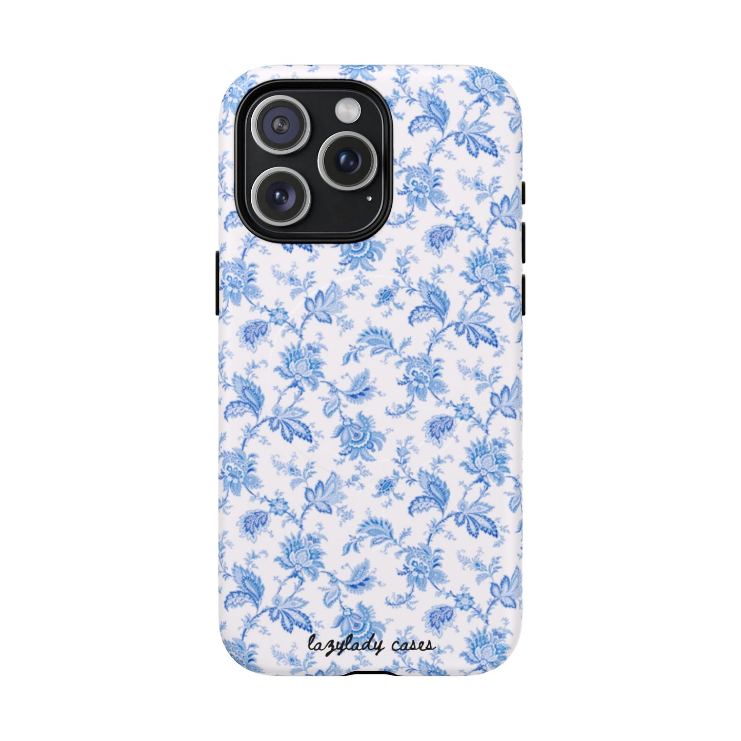 Tough Blue Flo Phone Case - Durable Magnetic Cover for Protection, Cute Gift for Her, Floral Pattern, Trending Tech Accessories