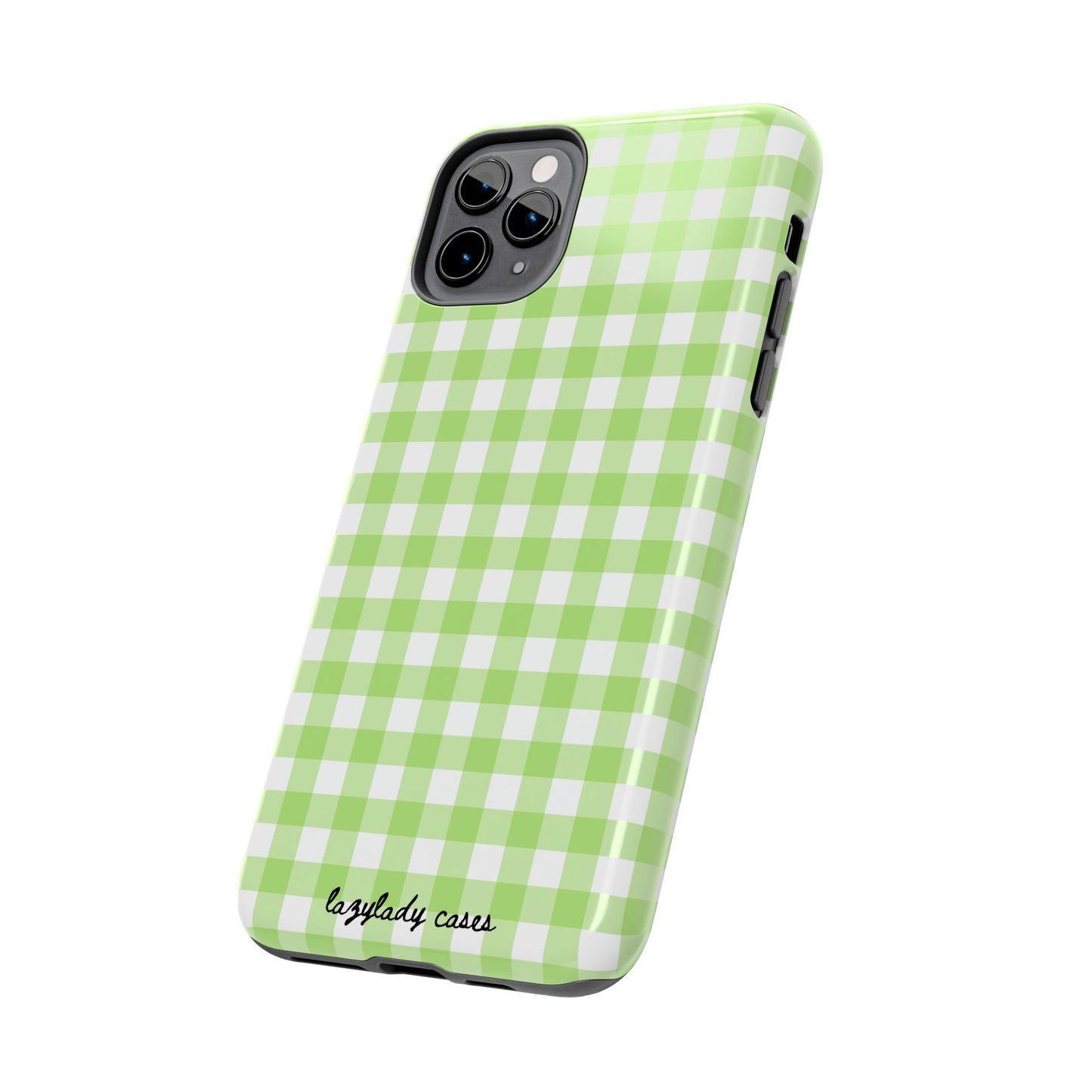Green Gingham Tough Phone Case – Durable Protection with Stylish Checkered Design