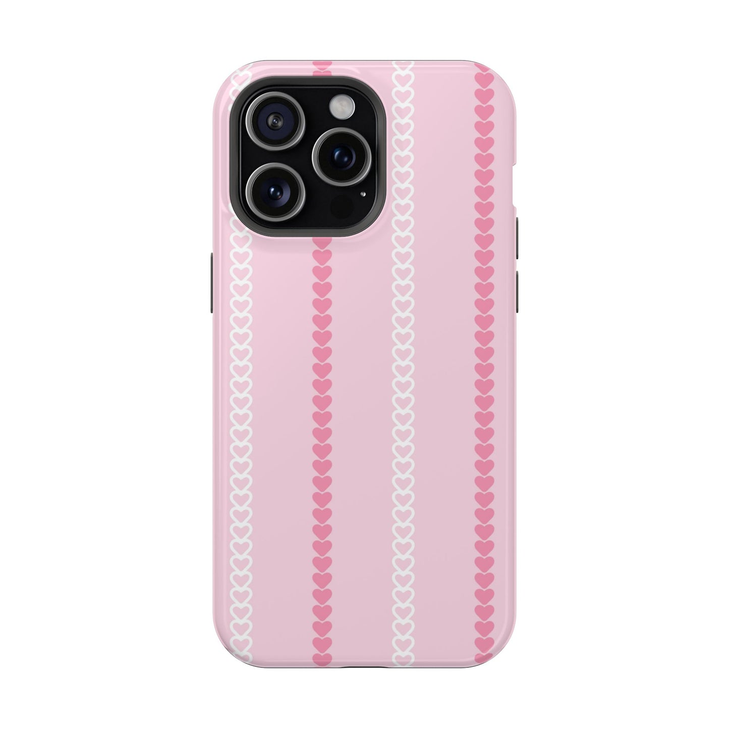 Pink Heart Stripe Impact-Resistant Phone Case