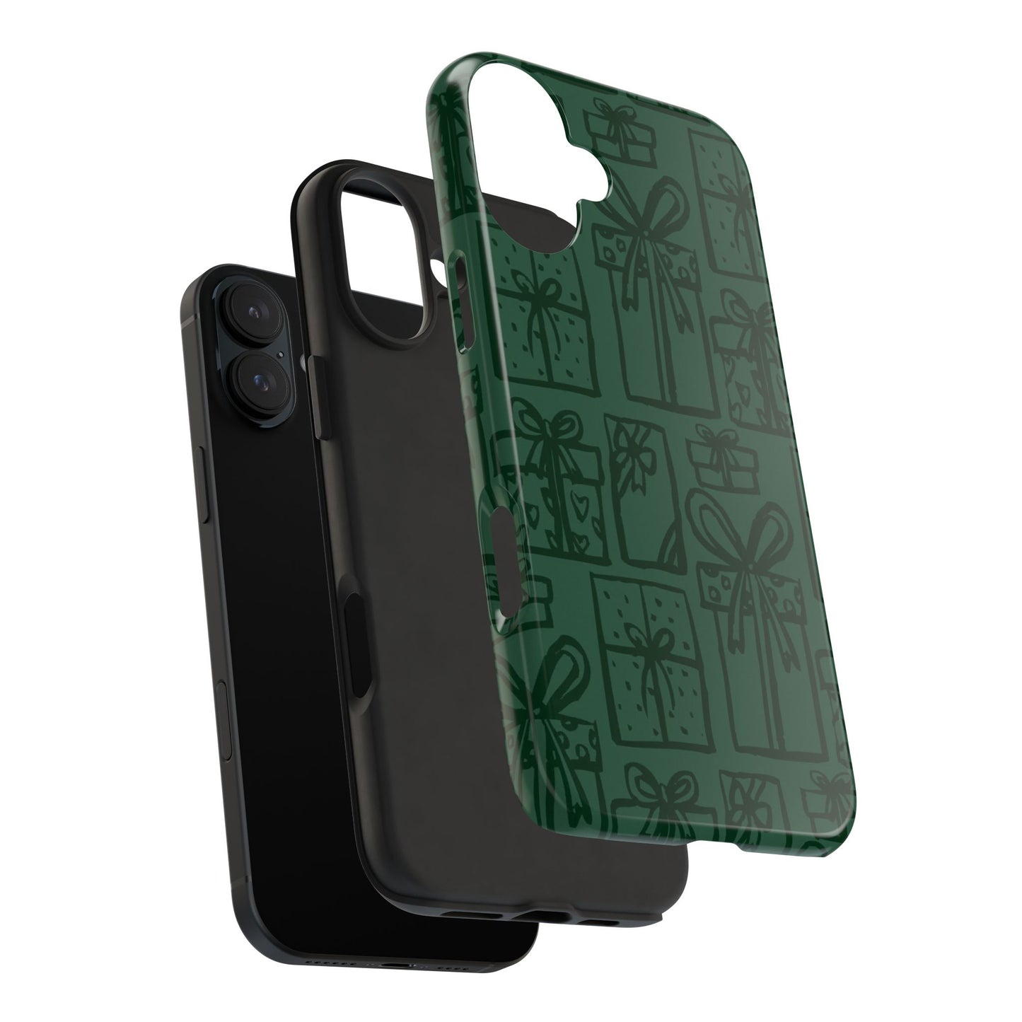 Holiday Gift Pattern Tough Phone Case — Dark Green Present Illustrations