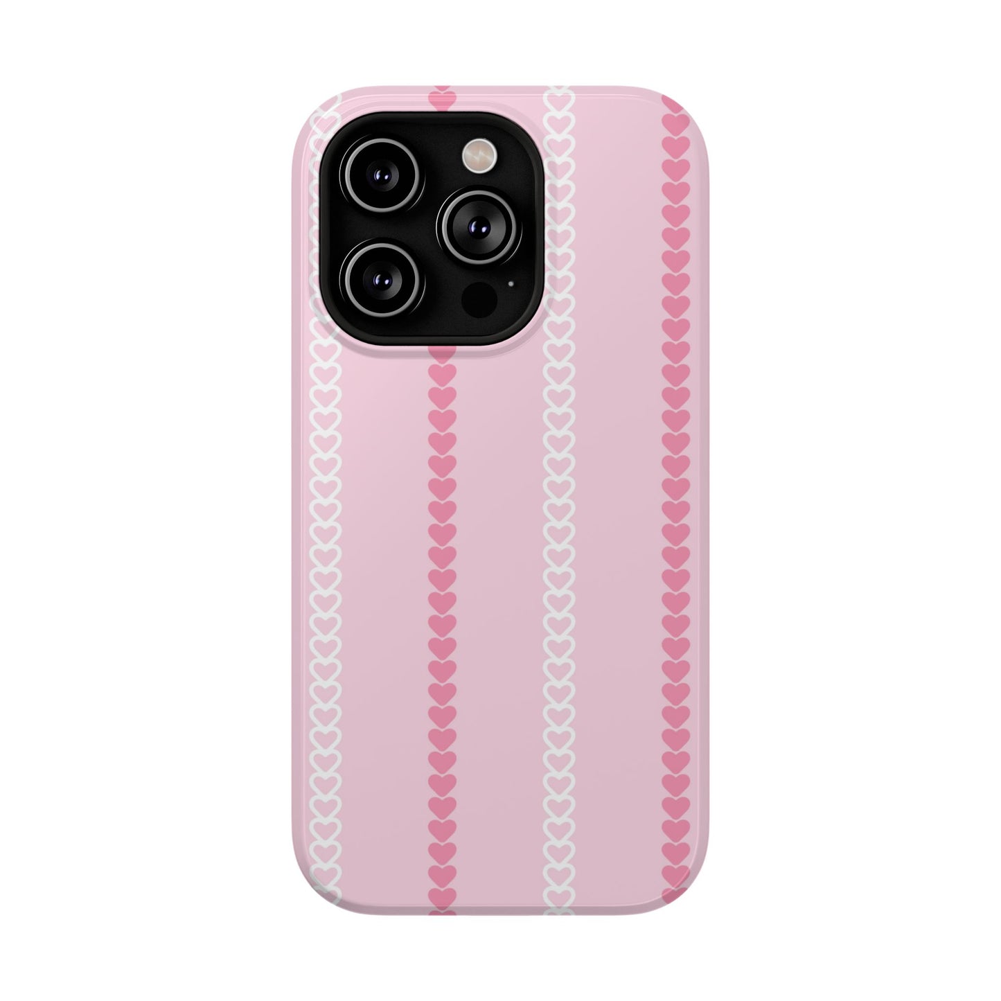 Pink Heart Stripe Impact-Resistant Phone Case