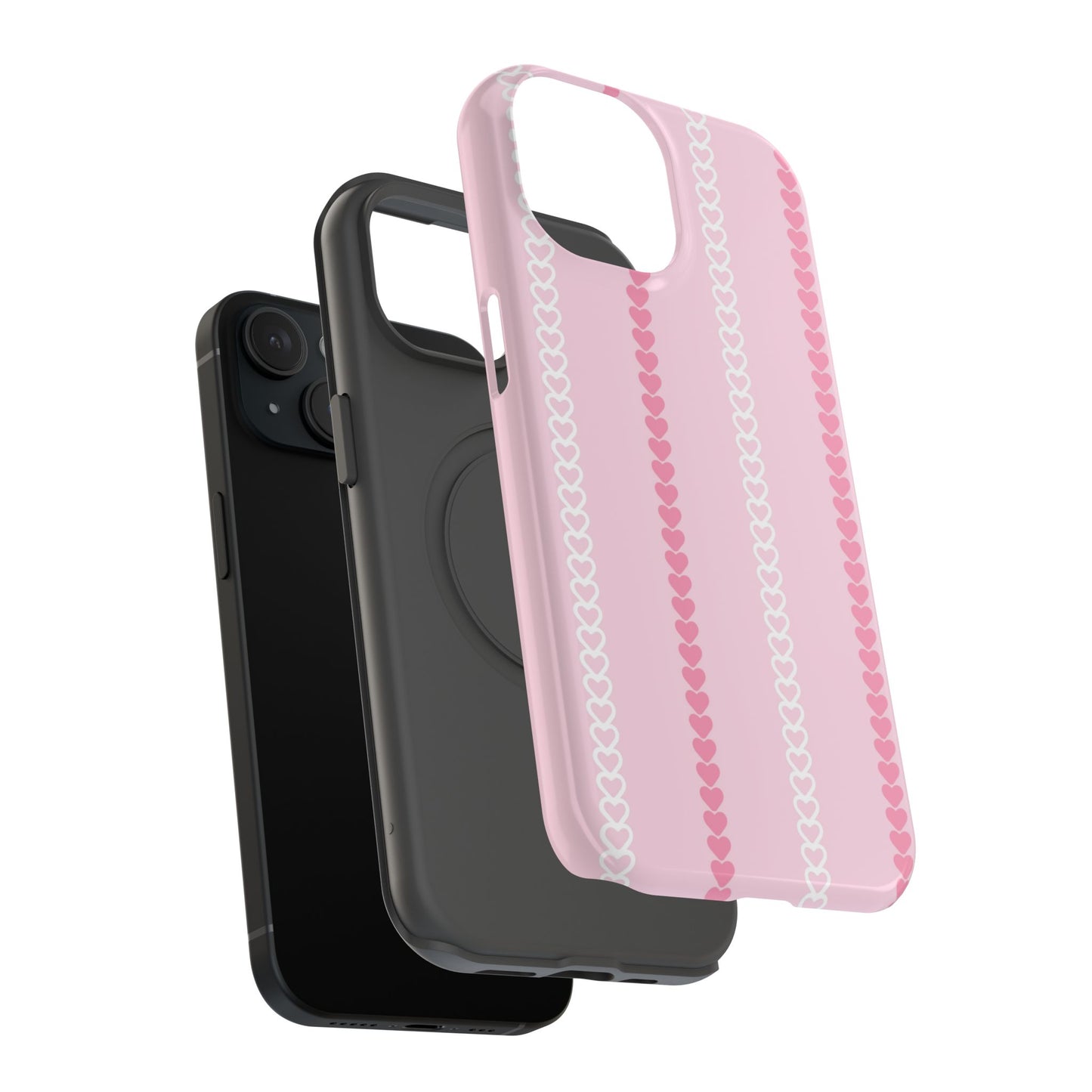 Pink Heart Stripe Impact-Resistant Phone Case