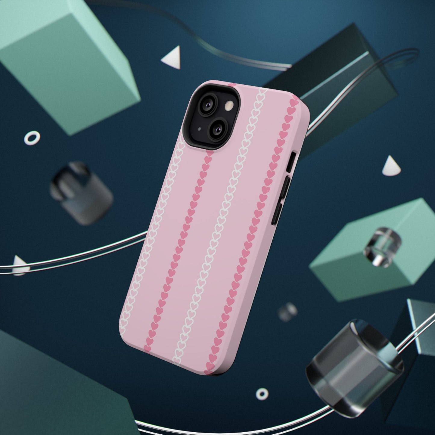 Pink Heart Stripe Impact-Resistant Phone Case