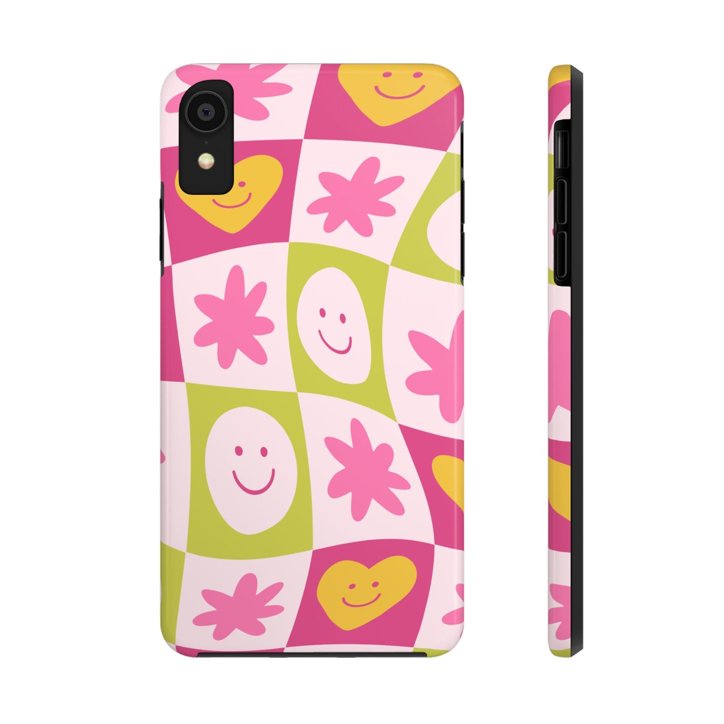 Colorful Smiley Pattern Tough Phone Cases, Playful Phone Covers, Fun Gifts for Friends, Cute Accessories, Vibrant and Durable