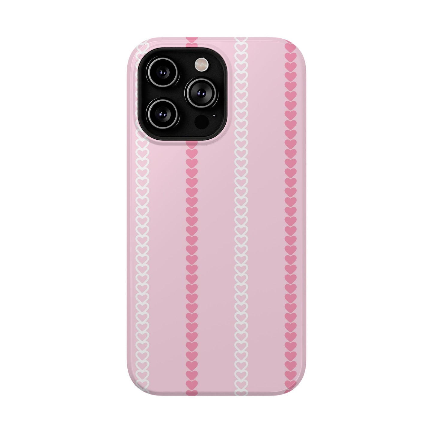 Pink Heart Stripe Impact-Resistant Phone Case