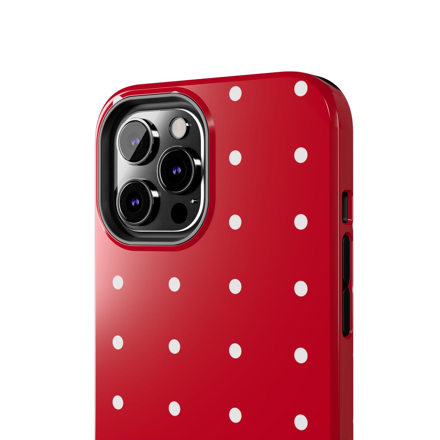 Red Polka Dot Tough Phone Case — Durable Glossy Protective Phone Cover