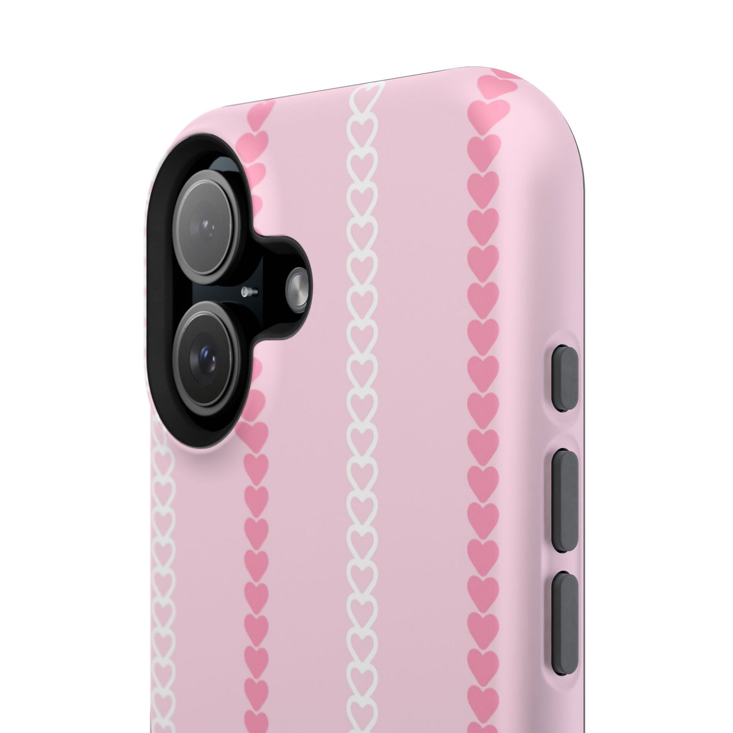 Pink Heart Stripe Impact-Resistant Phone Case