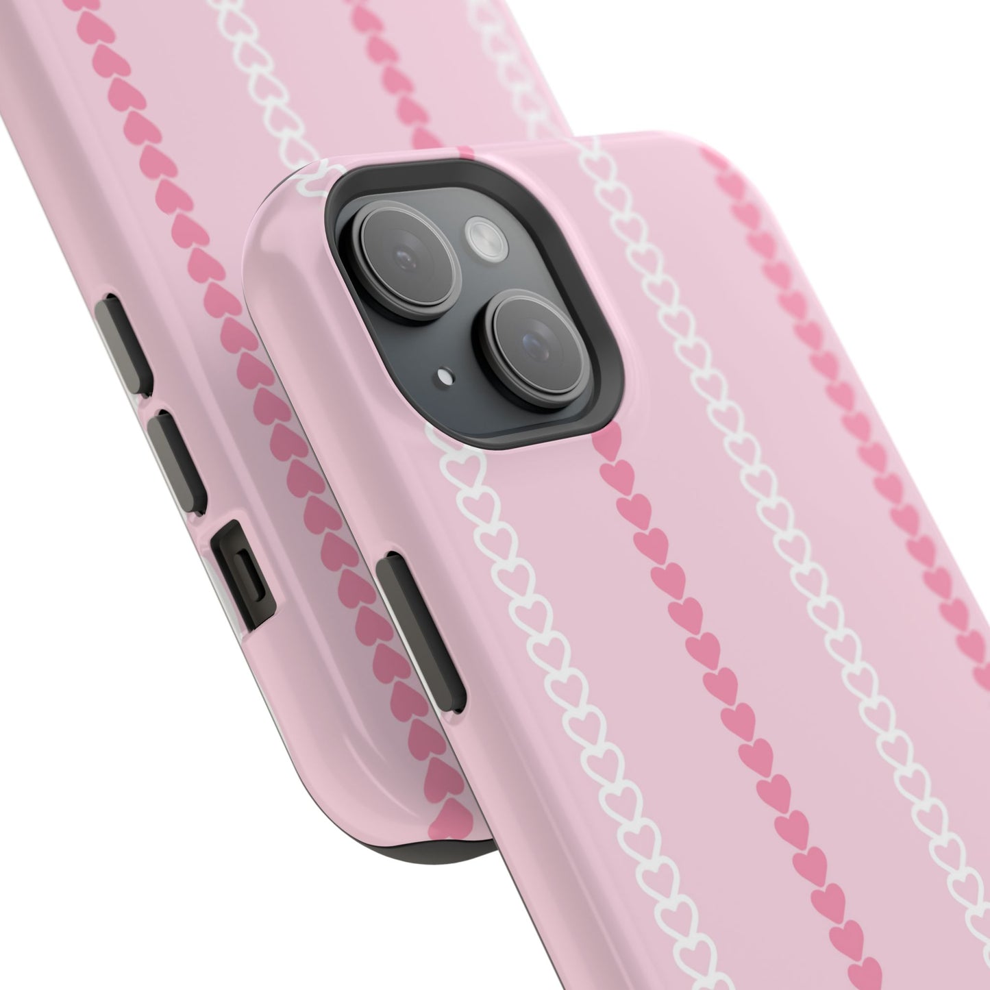 Pink Heart Stripe Impact-Resistant Phone Case