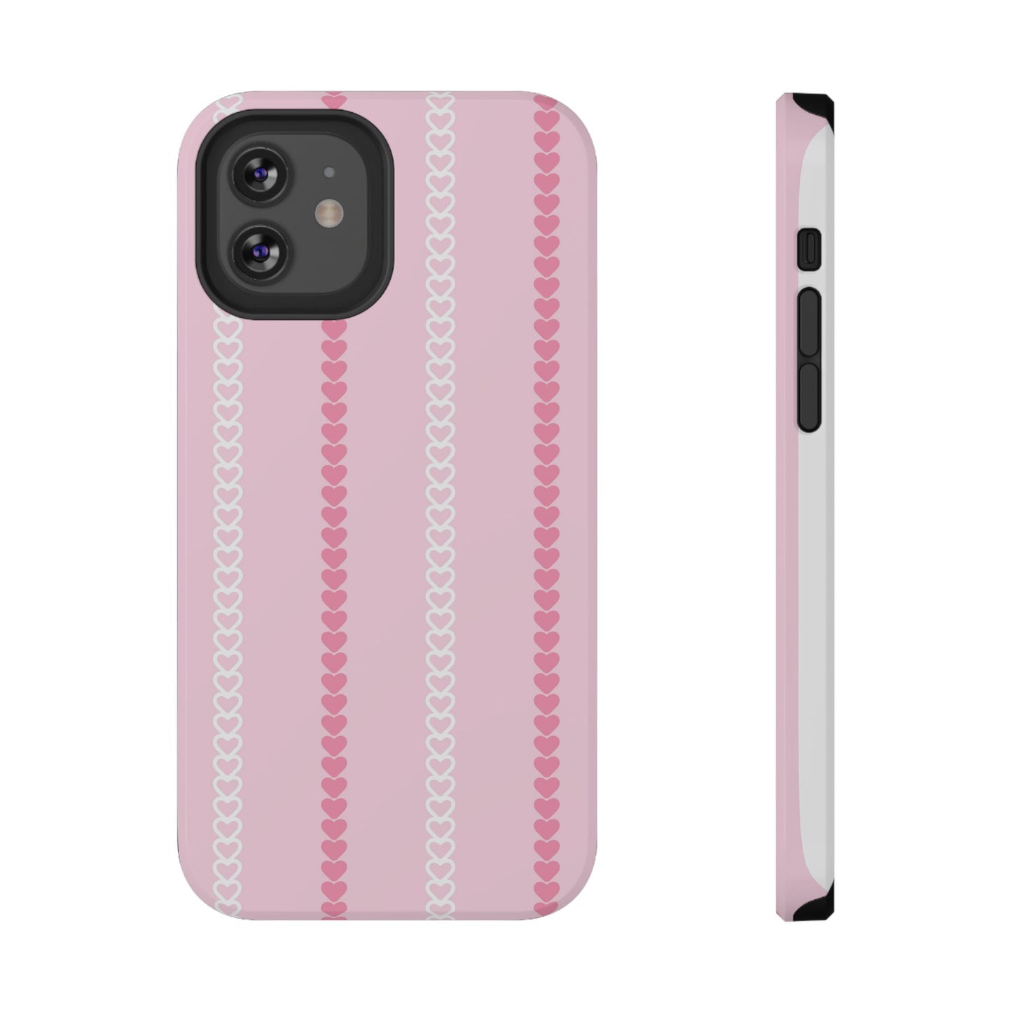 Pink Heart Stripe Impact-Resistant Phone Case