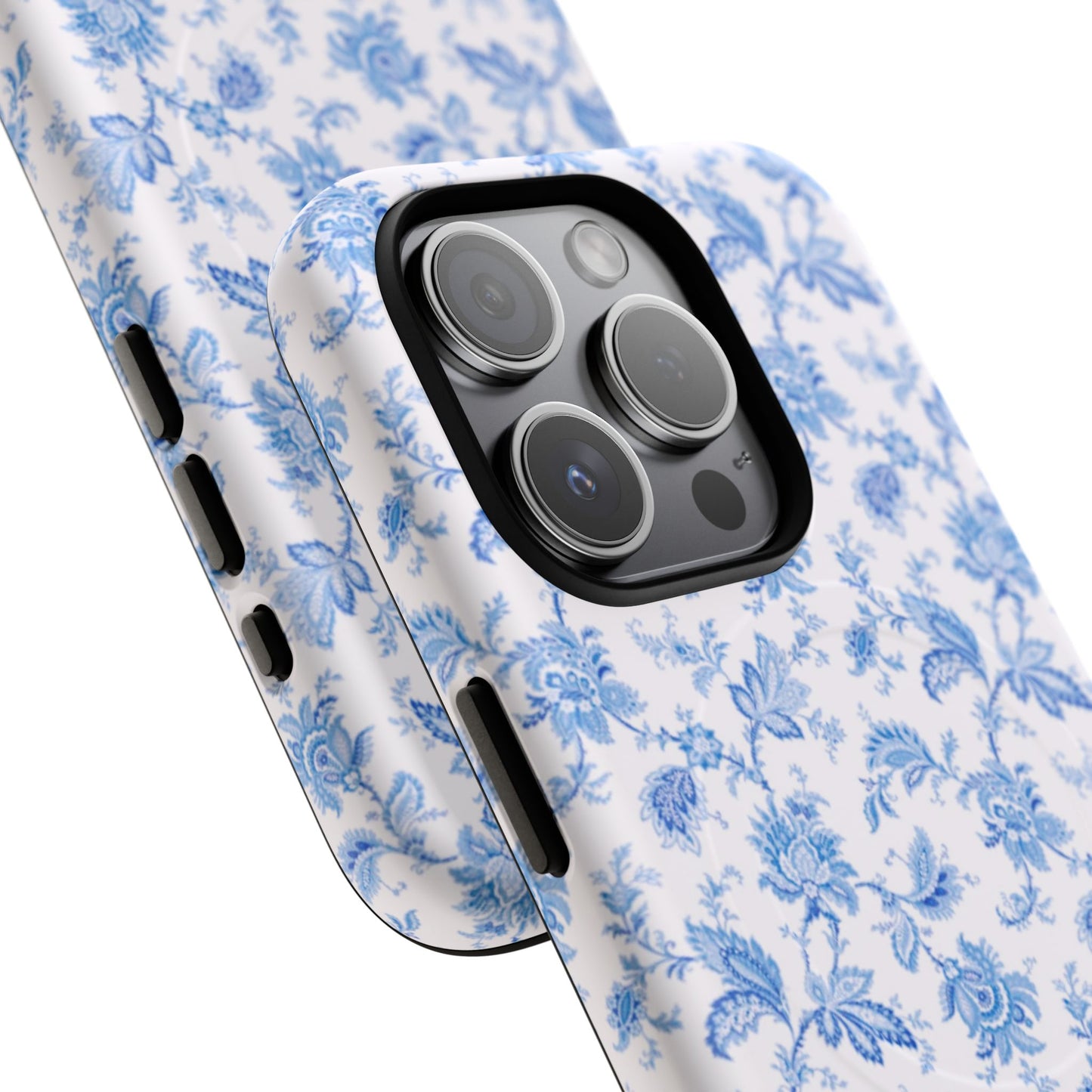 Tough Blue Flo Phone Case - Durable Magnetic Cover for Protection, Cute Gift for Her, Floral Pattern, Trending Tech Accessories