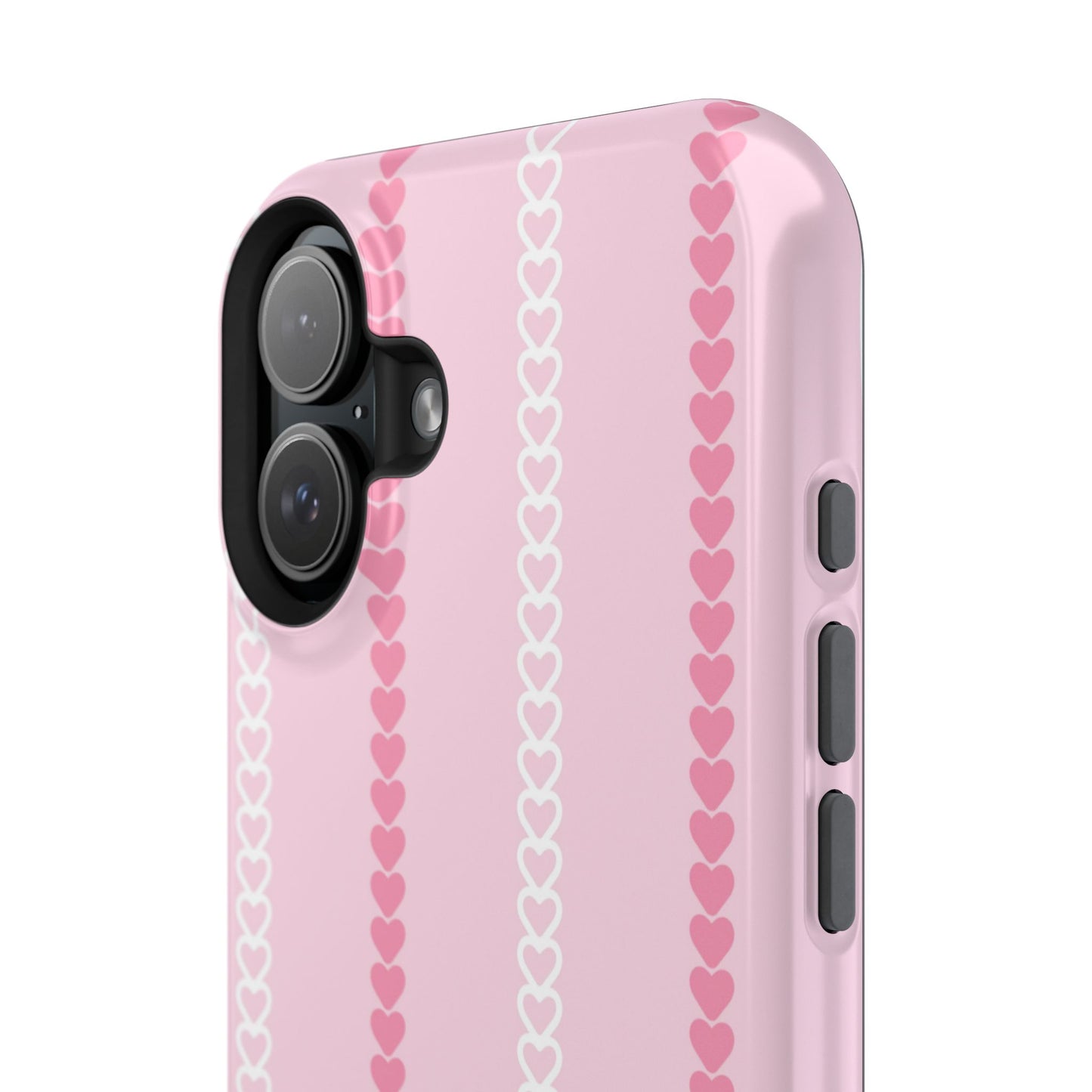 Pink Heart Stripe Impact-Resistant Phone Case