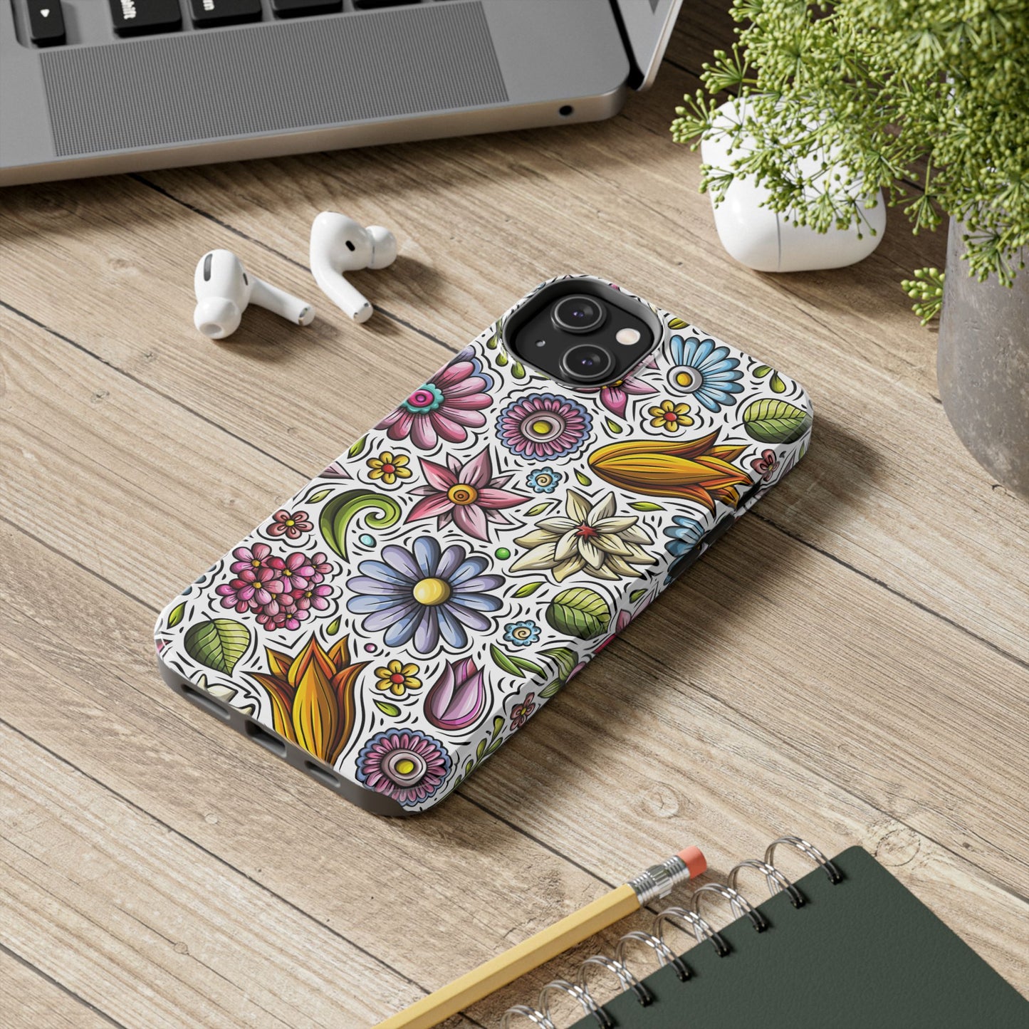 Floral Tough Phone Case | Cute Flower Design | Durable Protective Cover, Gift for Her, Phone Accessory, Floral Art Case