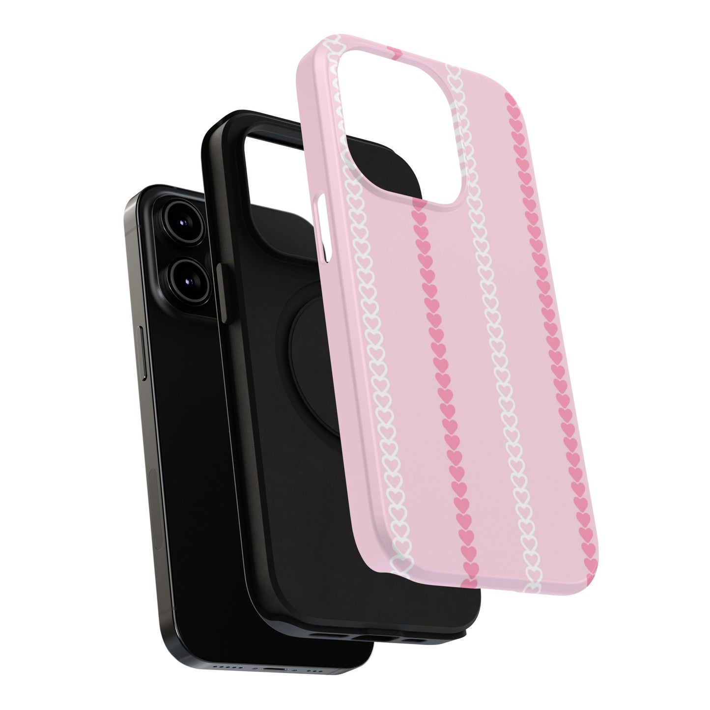 Pink Heart Stripe Impact-Resistant Phone Case