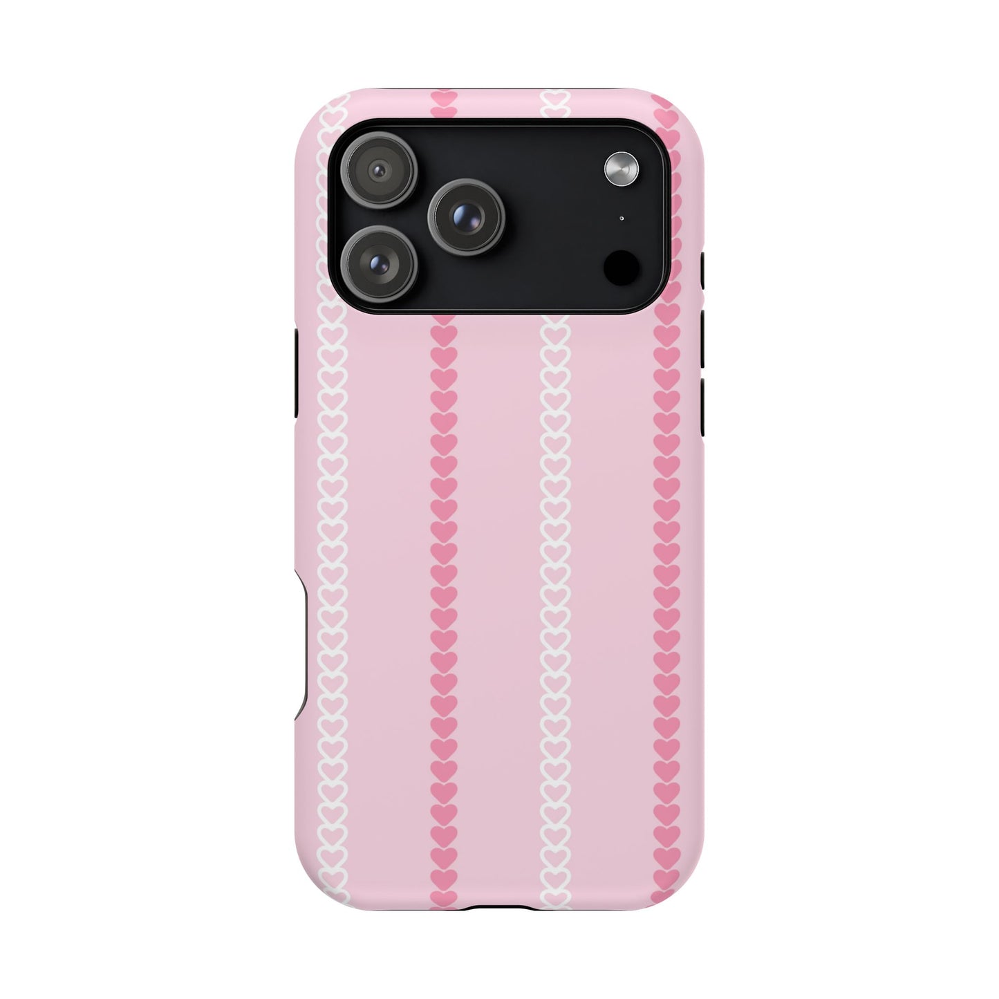 Pink Heart Stripe Impact-Resistant Phone Case