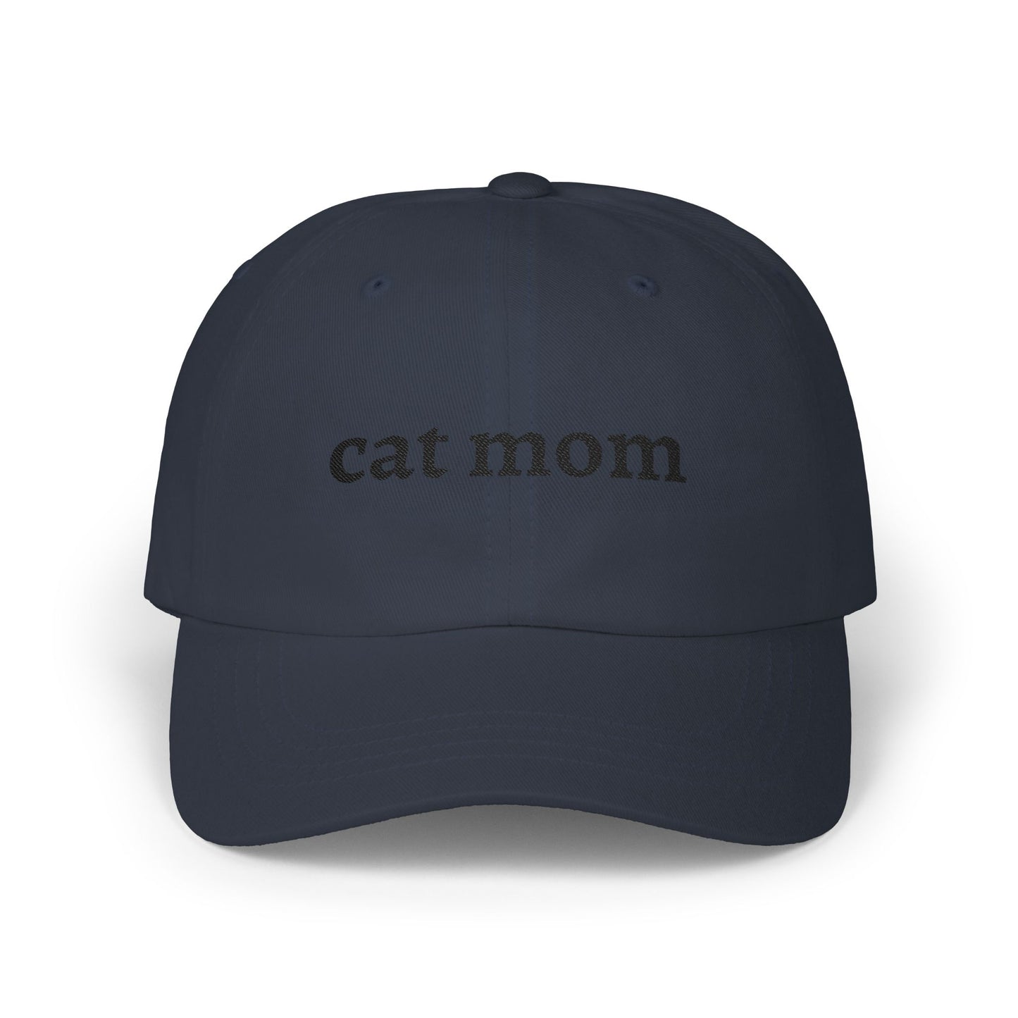 Cat Mom Cap — Embroidered White Baseball Hat for Cat Lovers