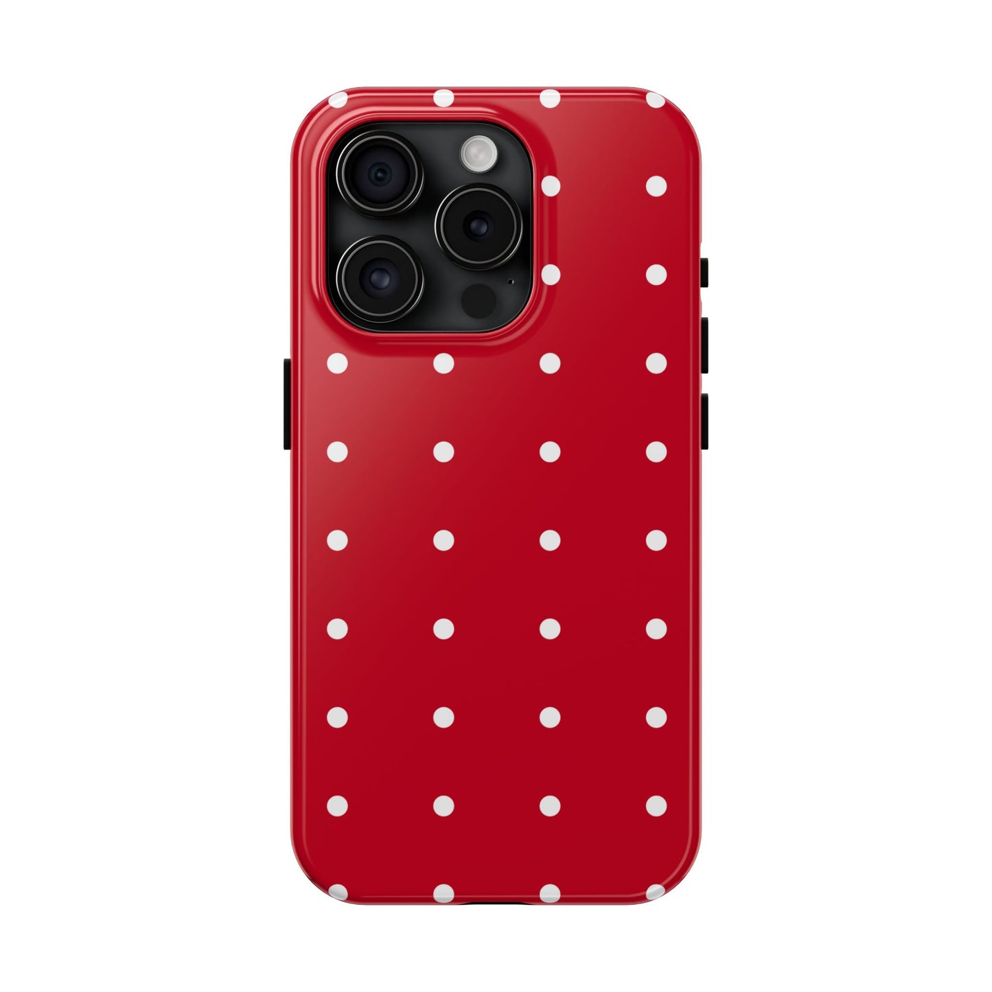Red Polka Dot Tough Phone Case — Durable Glossy Protective Phone Cover
